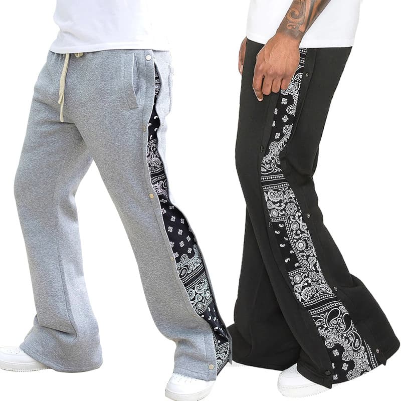 Men's Clothing Spring And Summer High Street Double Line Hip Hop Breasted Sports Casual Pants Men's Loose West Coast Cashew Flower Wide Leg Trousers