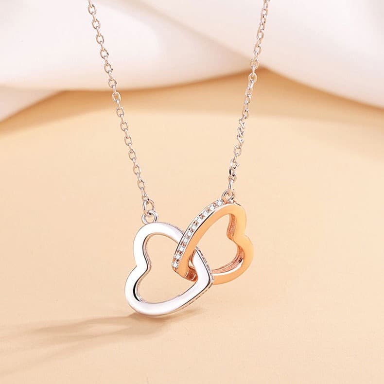 Clavicle chain fashionable simple heart shaped pendant high grade double love necklace jewelry for women