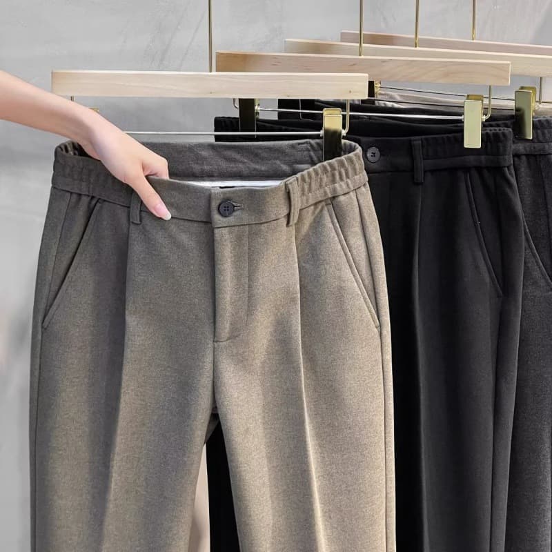 Woolen Pants Men's Spring And Autumn Straight Nine-point Slim-fitting High-end Trousers Business Casual Pants Men's Trousers Autumn And Winter