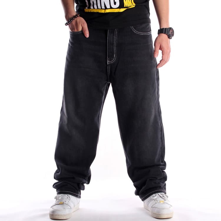 Men's Clothing Street Trend Black Washed Jeans Men's Hip Hop Loose Plus Fat Plus Size Youth Trousers