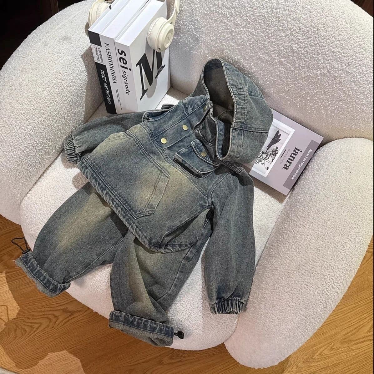 Boys' Stylish Denim Outfit Set - Long Sleeve Shirt & Trendy Jeans Two-Piece For Kids (3-8 Years, 100-140cm)