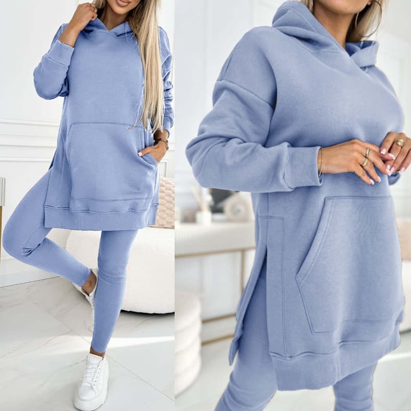 Women's Clothing sports leisure hooded sweatshirt thickened threaded leggings two piece suit