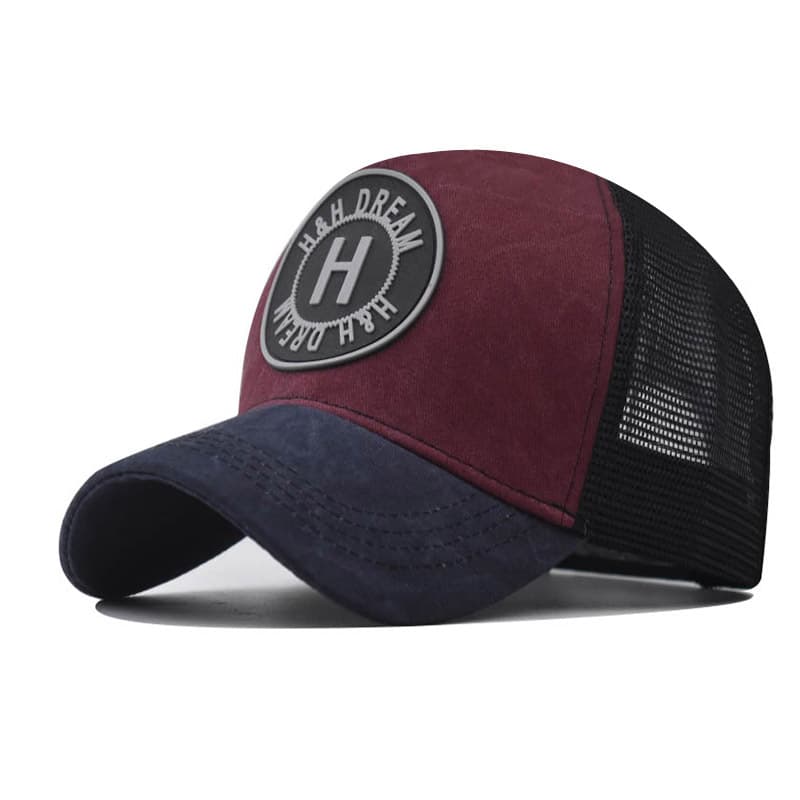 New H-embroidered Washed And Used Duckbill Classic Breathable Mesh Cap, Outdoor Baseball Cap