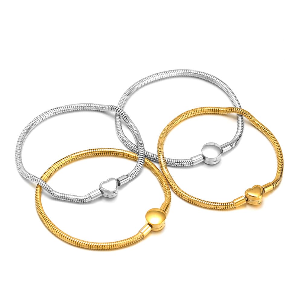 Women's & Men's Jewelry Stainless Steel Gold Plated Heart Charm Bracelet 20cm Trendy Chain Link Unisex Gift For Travel Souvenir