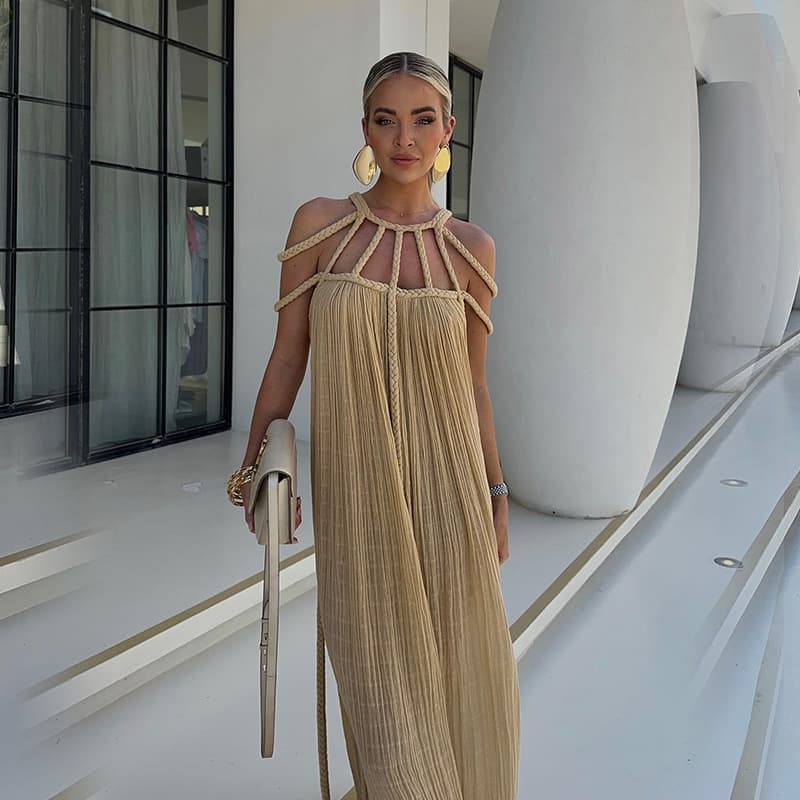 women's rope strapless sexy halterneck loose vacation beach skirt for women