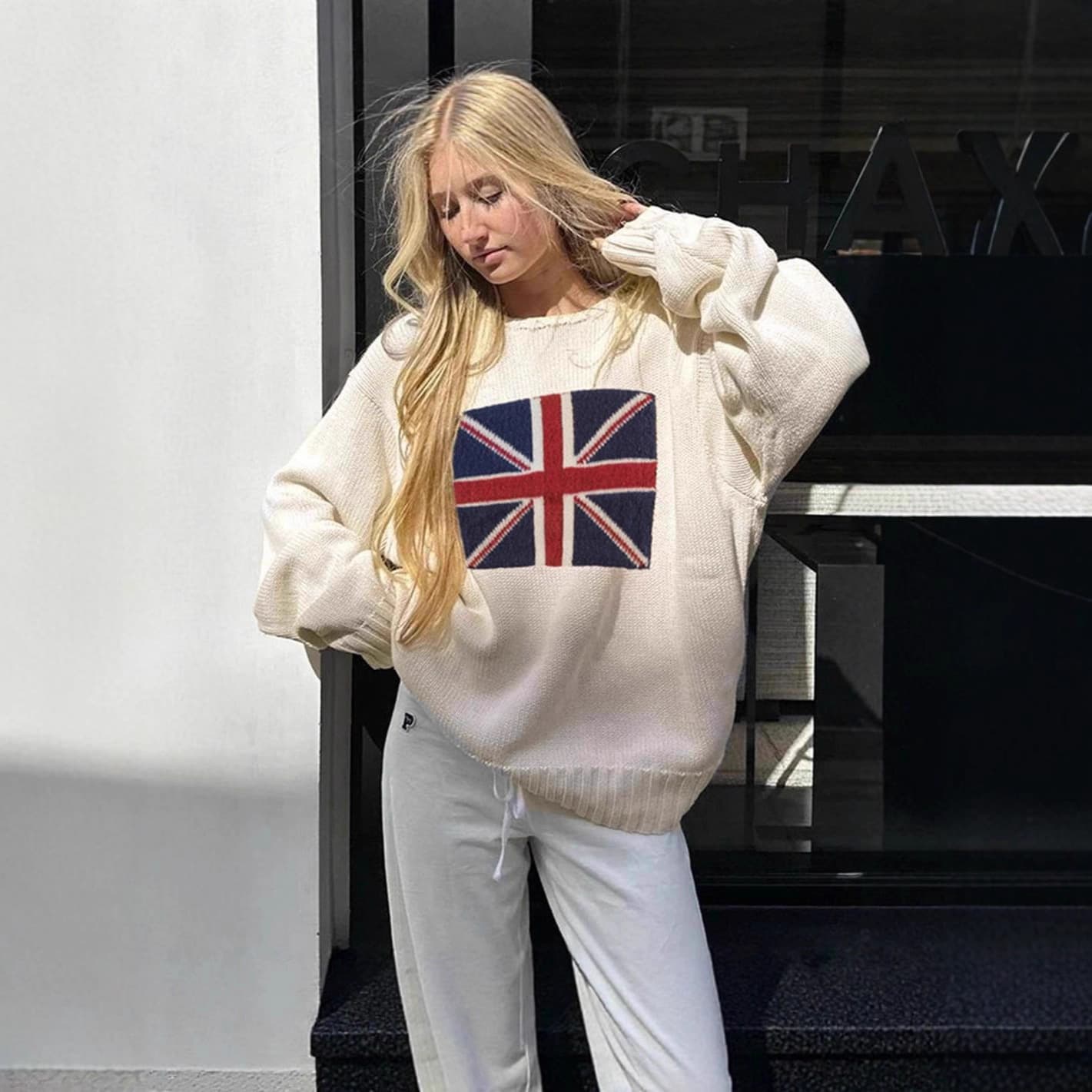 Easter & Independence Day Striped Sweater – Oversized Crew Neck Pullover (S-L, Lightweight & Breathable, Casual Chic)