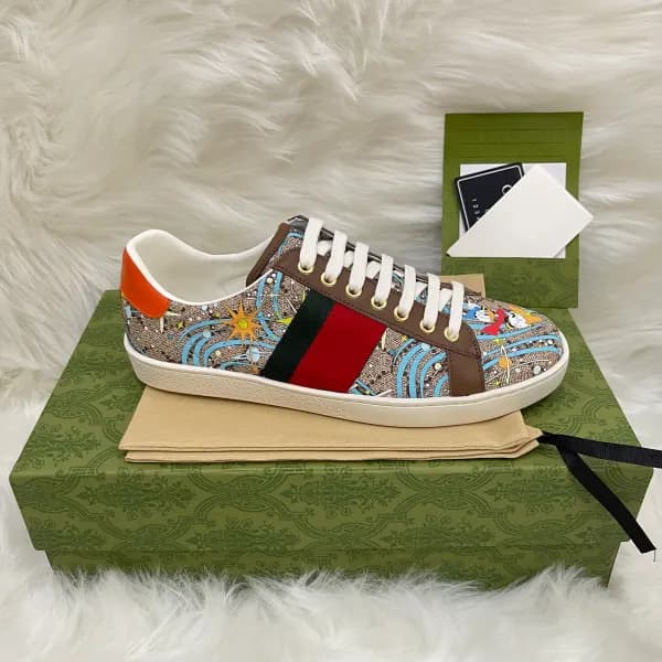 Baskets en cuir de qualité supérieure pour hommes et femmes, chaussures de course à rayures brodées Ace Bee