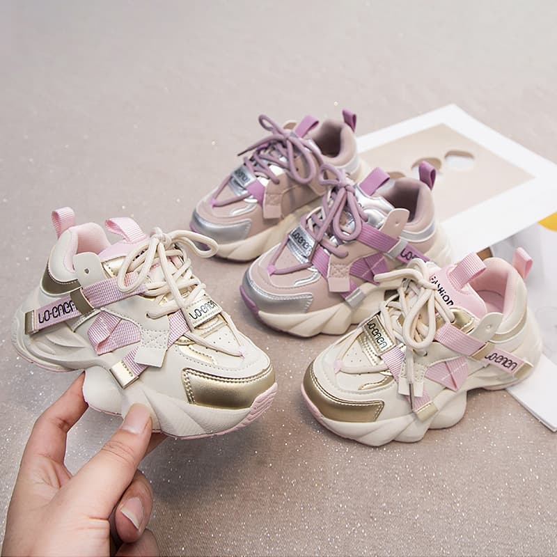 2025 Spring New Children's Dad Girls' Lightweight Height-Increasing Sneakers Simple Casual Trendy Running Shoes