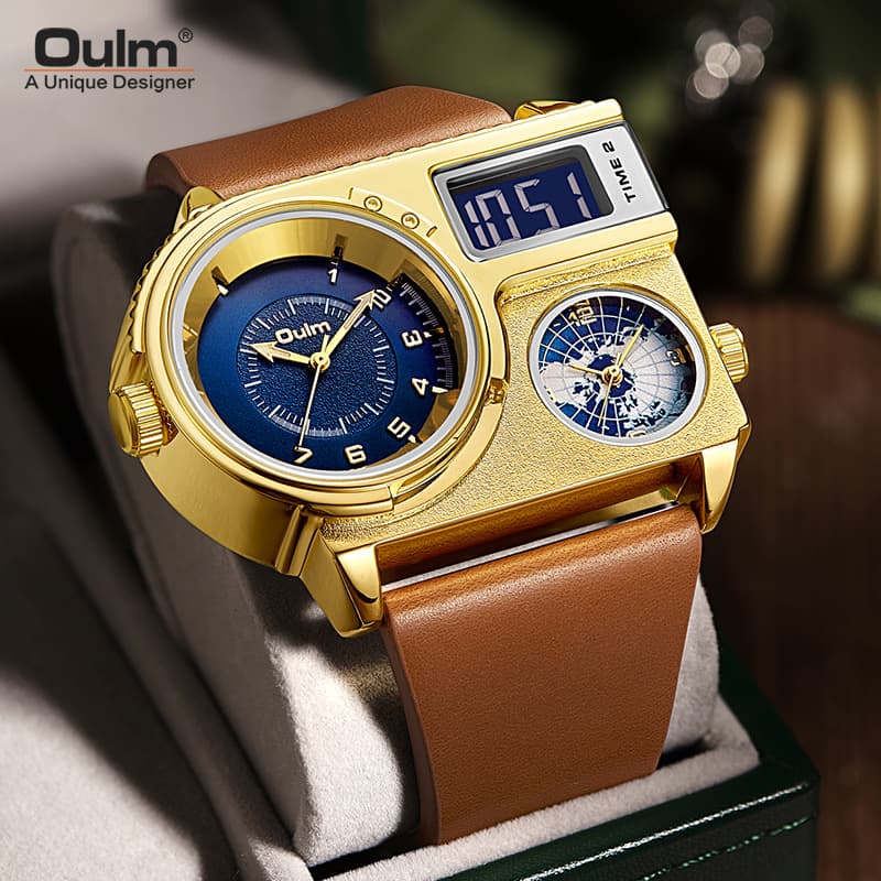 Large Dial Quartz Sports Casual Leather Strap Versatile Elegant Men's Watch