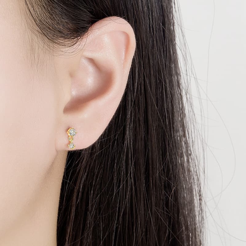 Gold color 8A zircon earrings screw ear bone studs exquisite small nose bone studs