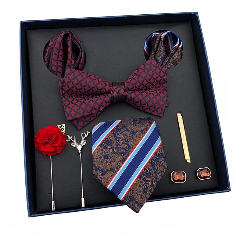 Men's Accessories Tie Luxury Gift Box Wedding Tie Bow Tie Pocket Square Brooch Cufflink Father's Day Gift Box