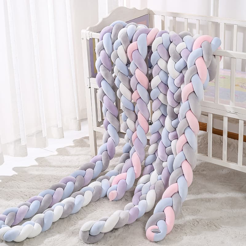 Nordic Braided Baby Crib Bumper - Handwoven 3-Strand Rope Pillow For Safe & Stylish Nursery Decor