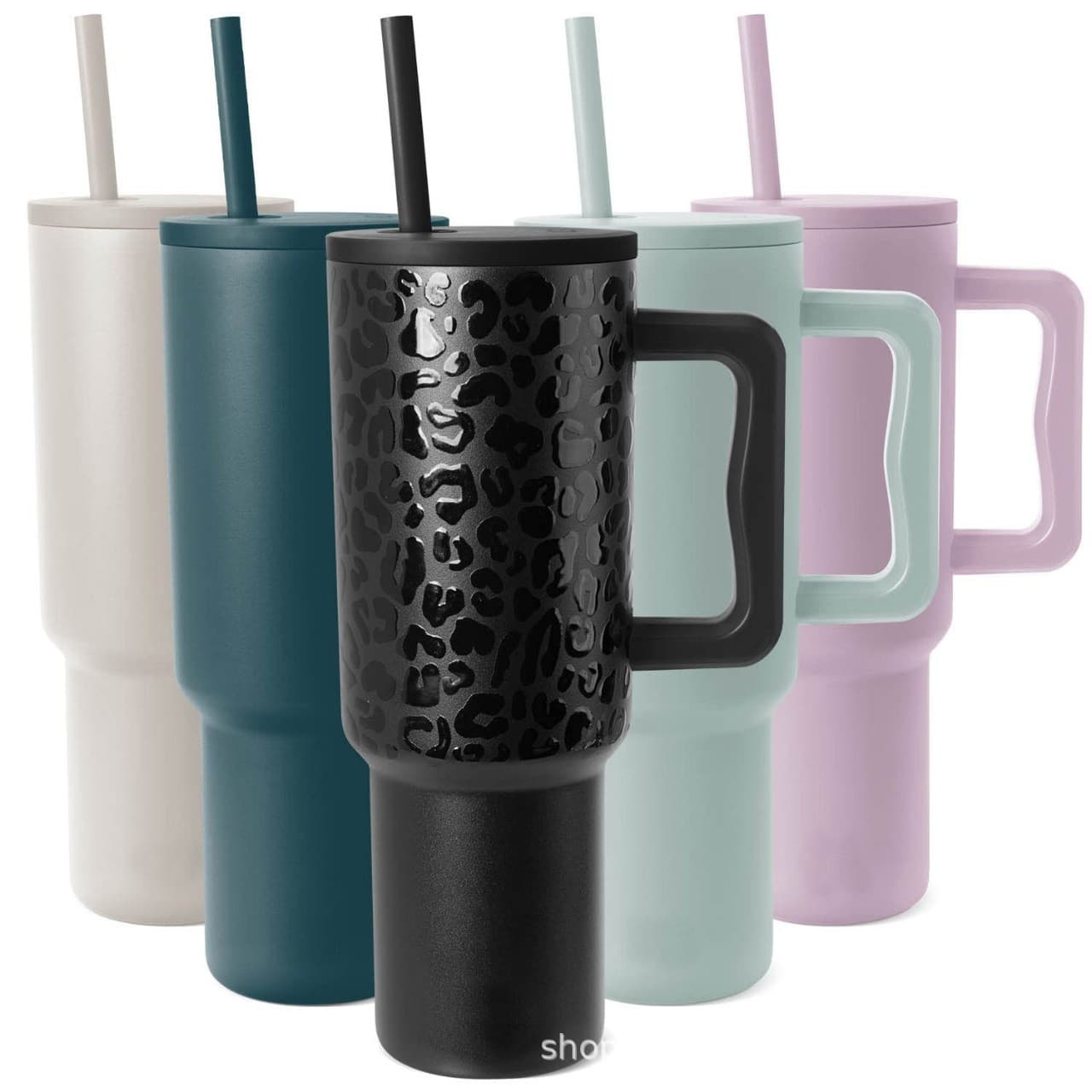 Home & Garden New Gradient 304 Steel Thermos Cup Portable Handle Straw Cup 40oz Large Capacity Ice Cup