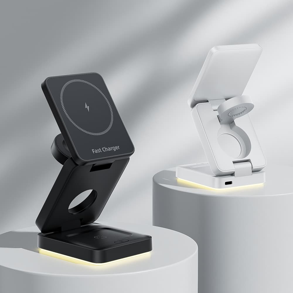Cross Border 3-in-1 Wireless Charger Foldable Magnetic Fast Charging 15W Suitable For Wireless Charging Bracket