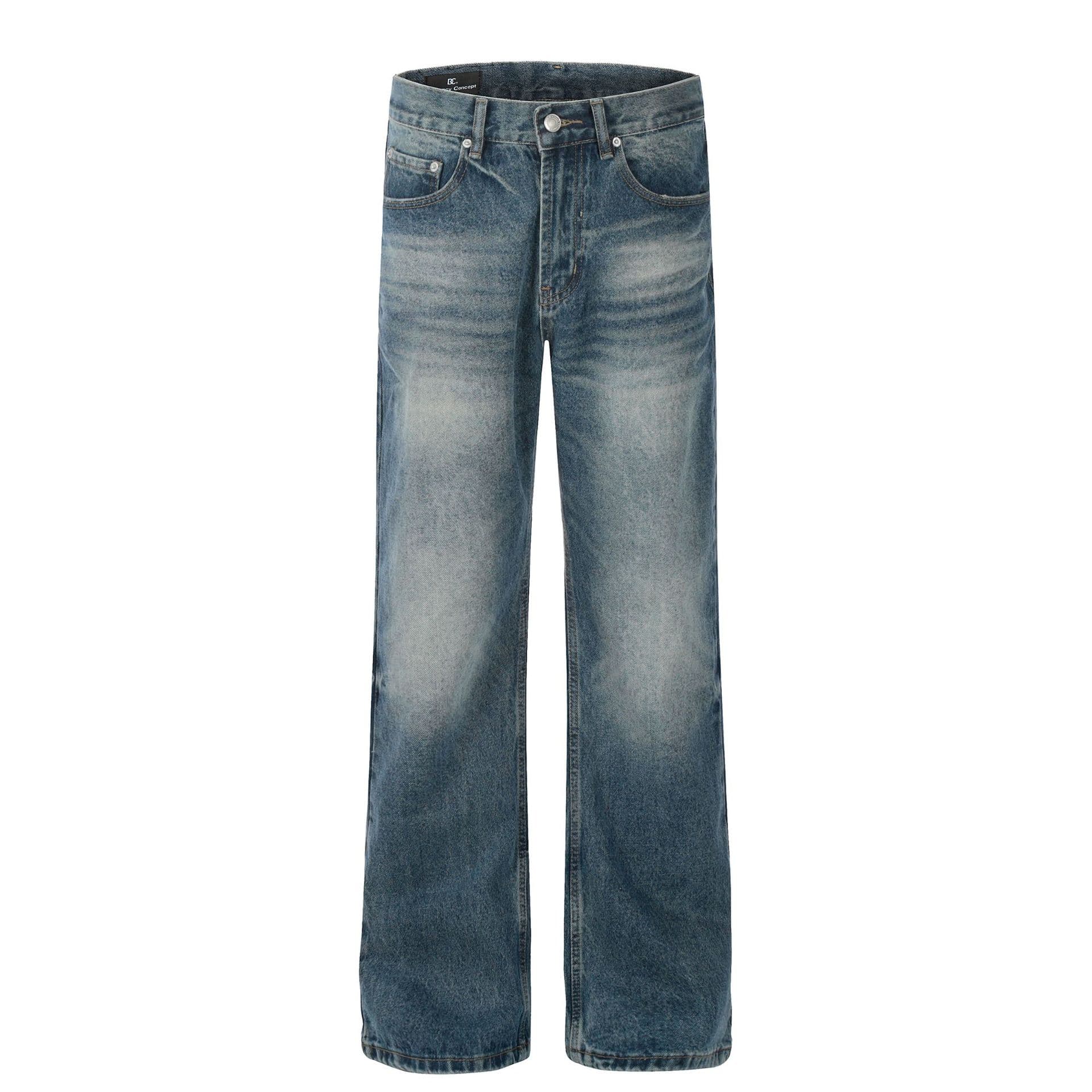 Men's Clothing neutral washed blue design high end men's straight slim jeans