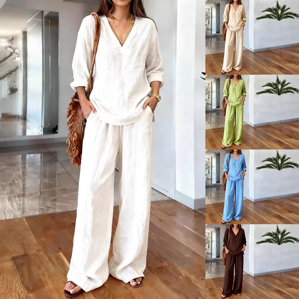 Women's Clothing Women's Casual V Neck Pullover Long Sleeve Spring Set For Formal & Casual For Women Summer Travel Outfit