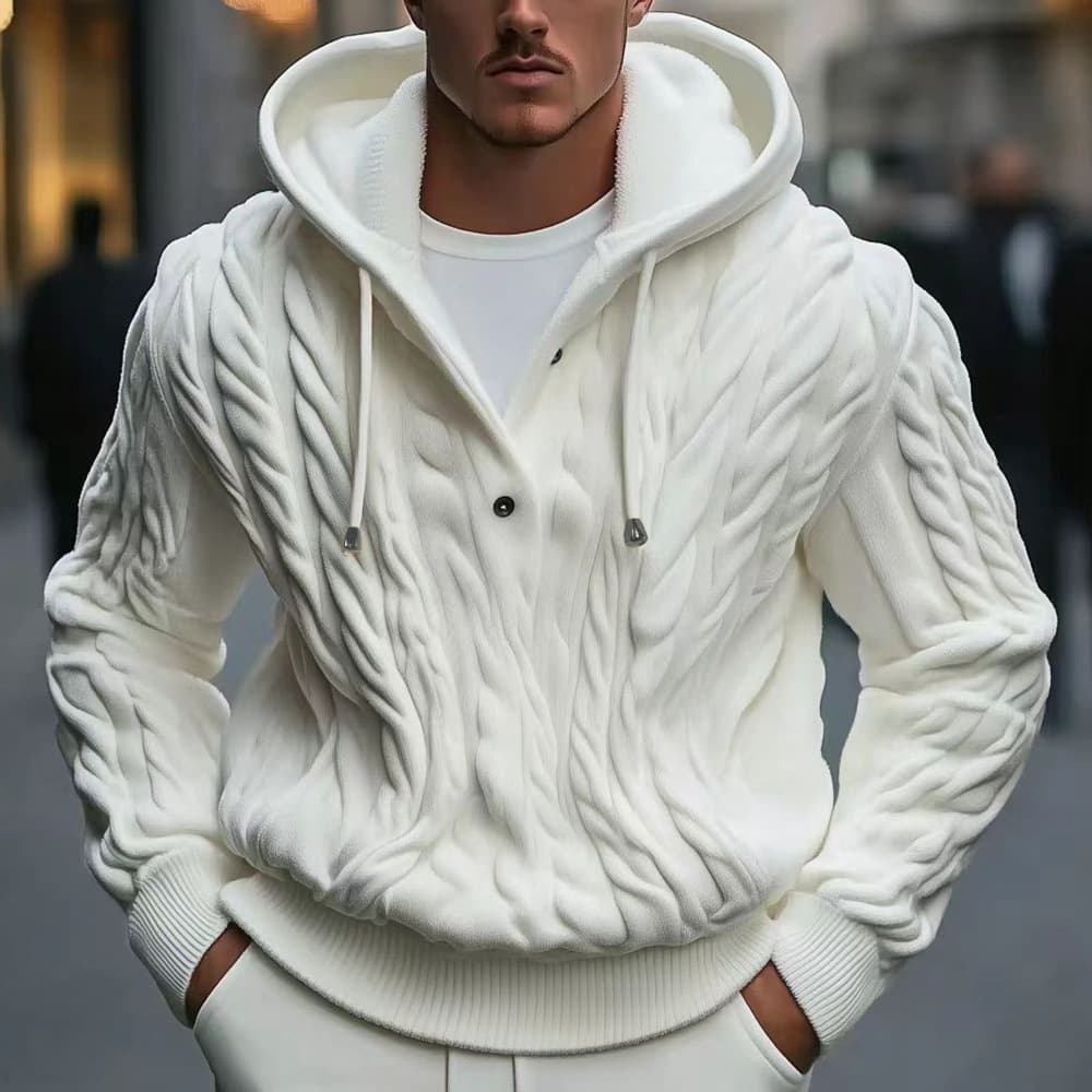Men's Clothing Twisted Drawstring Hooded Pullover Sweater 7 Needle Wool Sweater Jacket