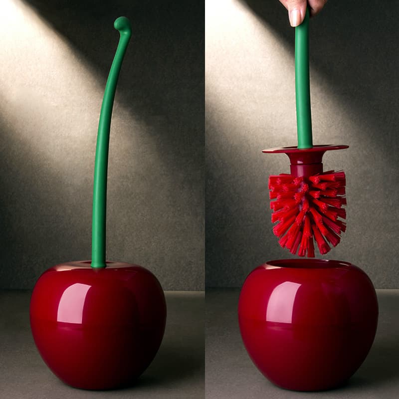Cherry Household Long Handle Soft Bristle Daily Necessities Creative Plastic Cleaning Toilet Brush Set