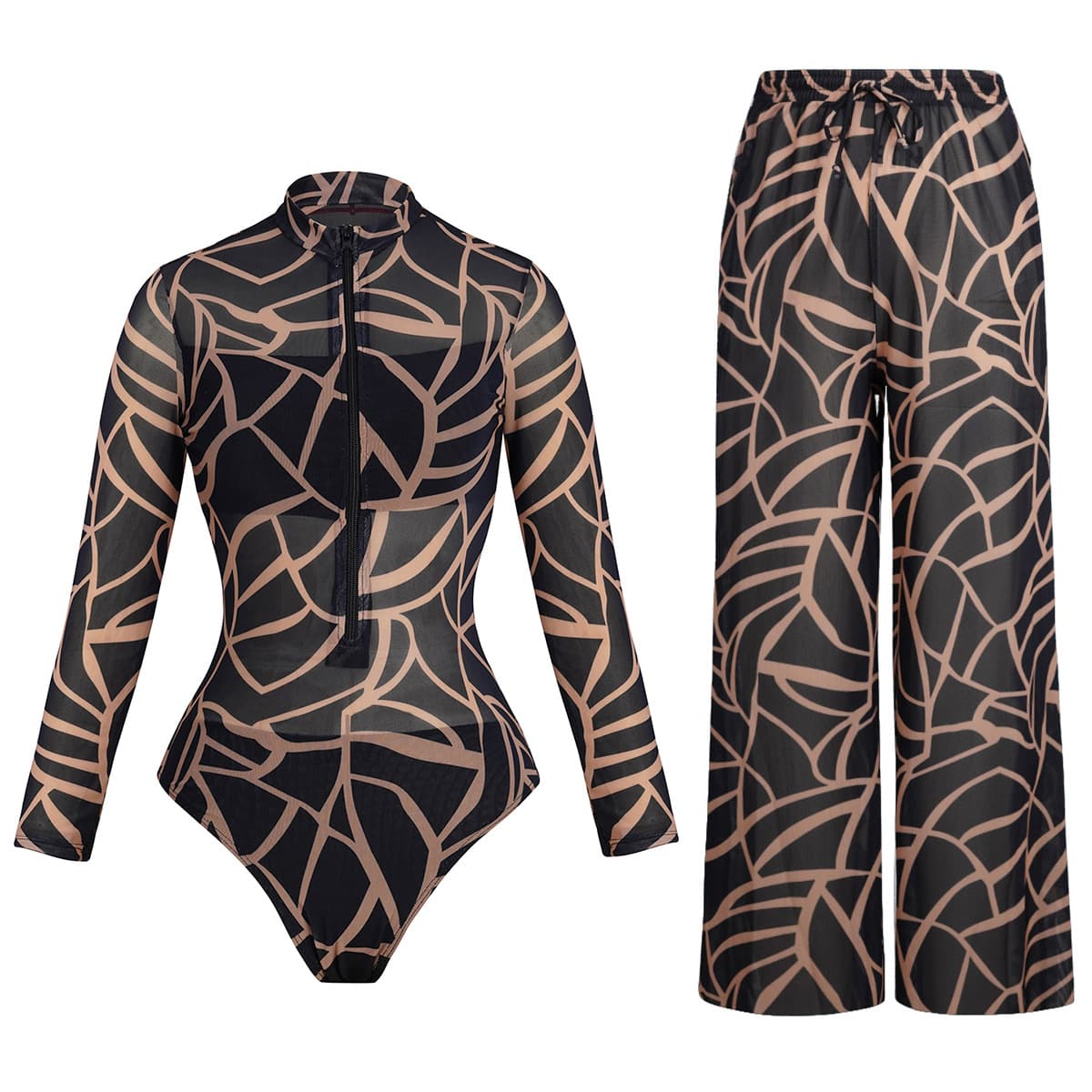 Women's Long Sleeved One Piece Swimsuit SPF Sun Protection European American Style Cross Border Long Pants 2026