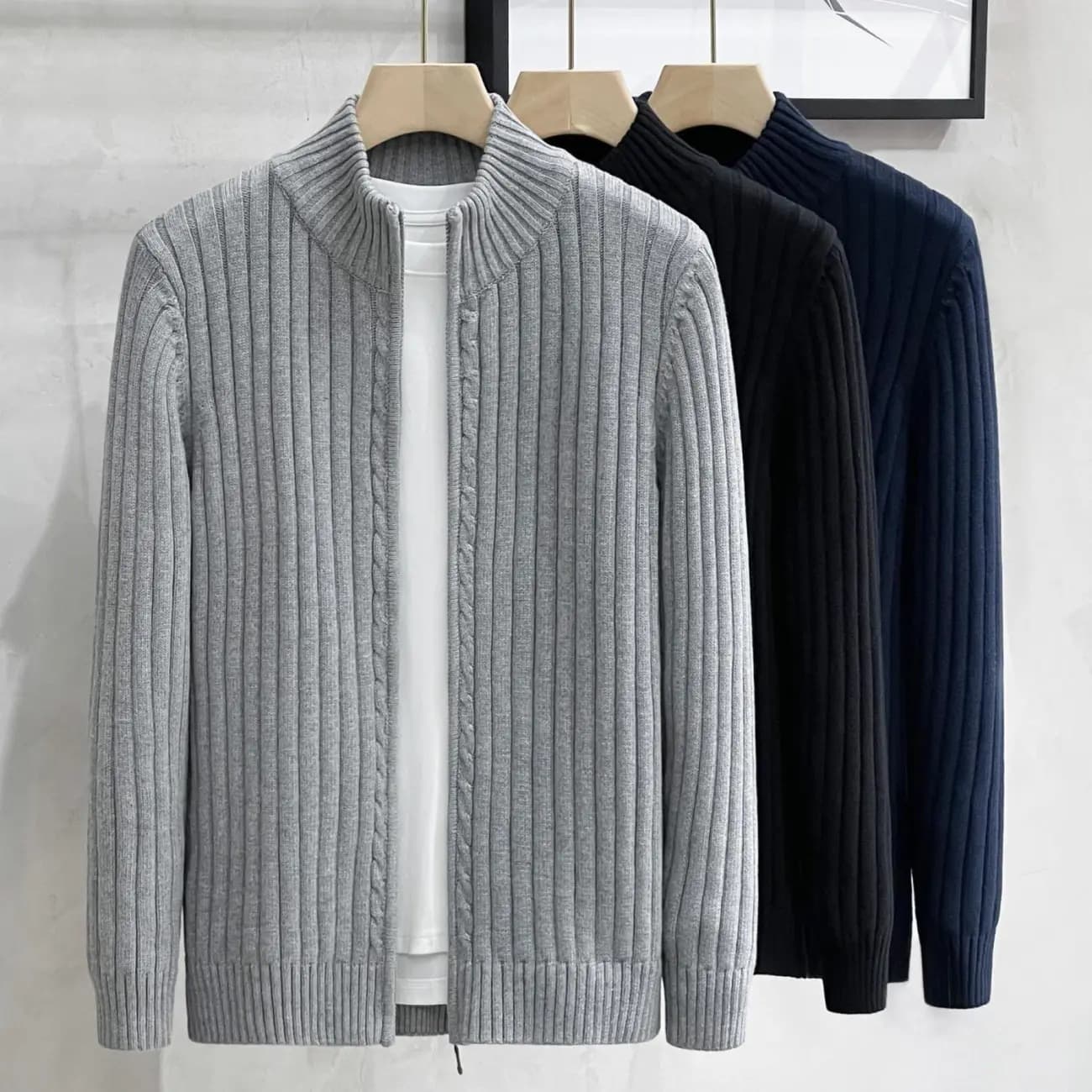 Men's Clothing autumn new style knitted cardigan solid color high end stylish style fashion trend personality jacket tops men