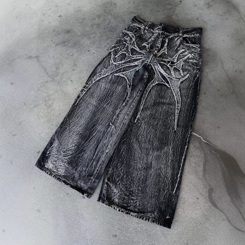 Men's Clothing Hip Hop Street Hip Hop Harajuku Gothic Jeans Loose Men's And Women's Trousers