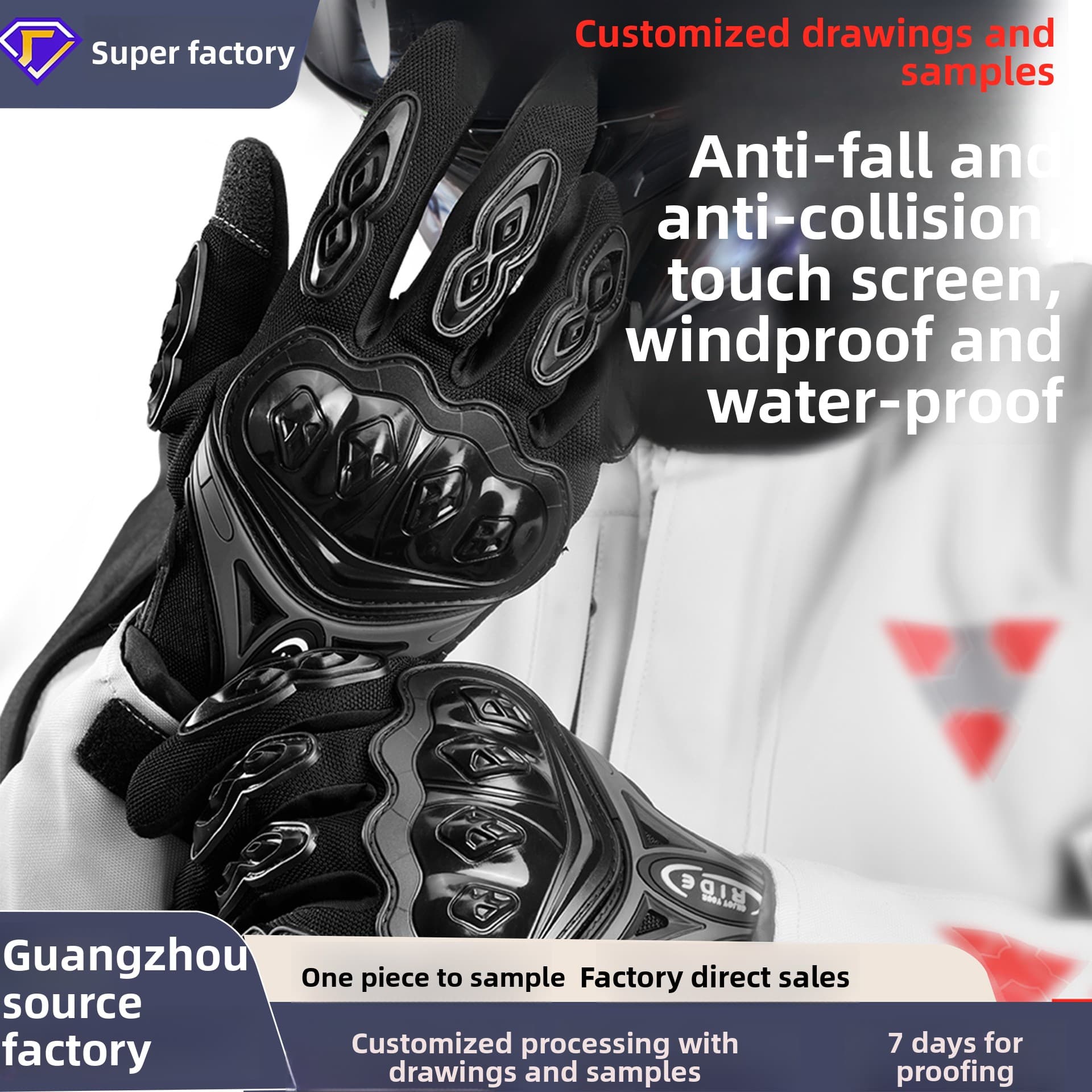 Touchscreen Winter Anti-Fall Gear Breathable Off-Road Racing Unisex Motorcycle Road Riding Gloves