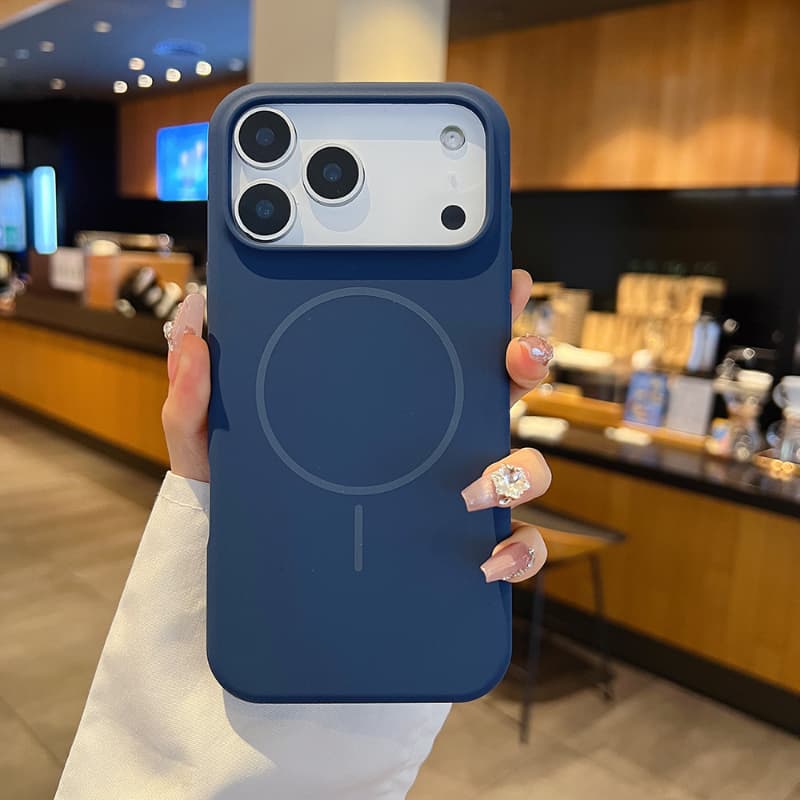 Solid Color Liquid Silicone Phone Case For IPhone Max Pro 17 Air Magnetic Wireless Charge Cover