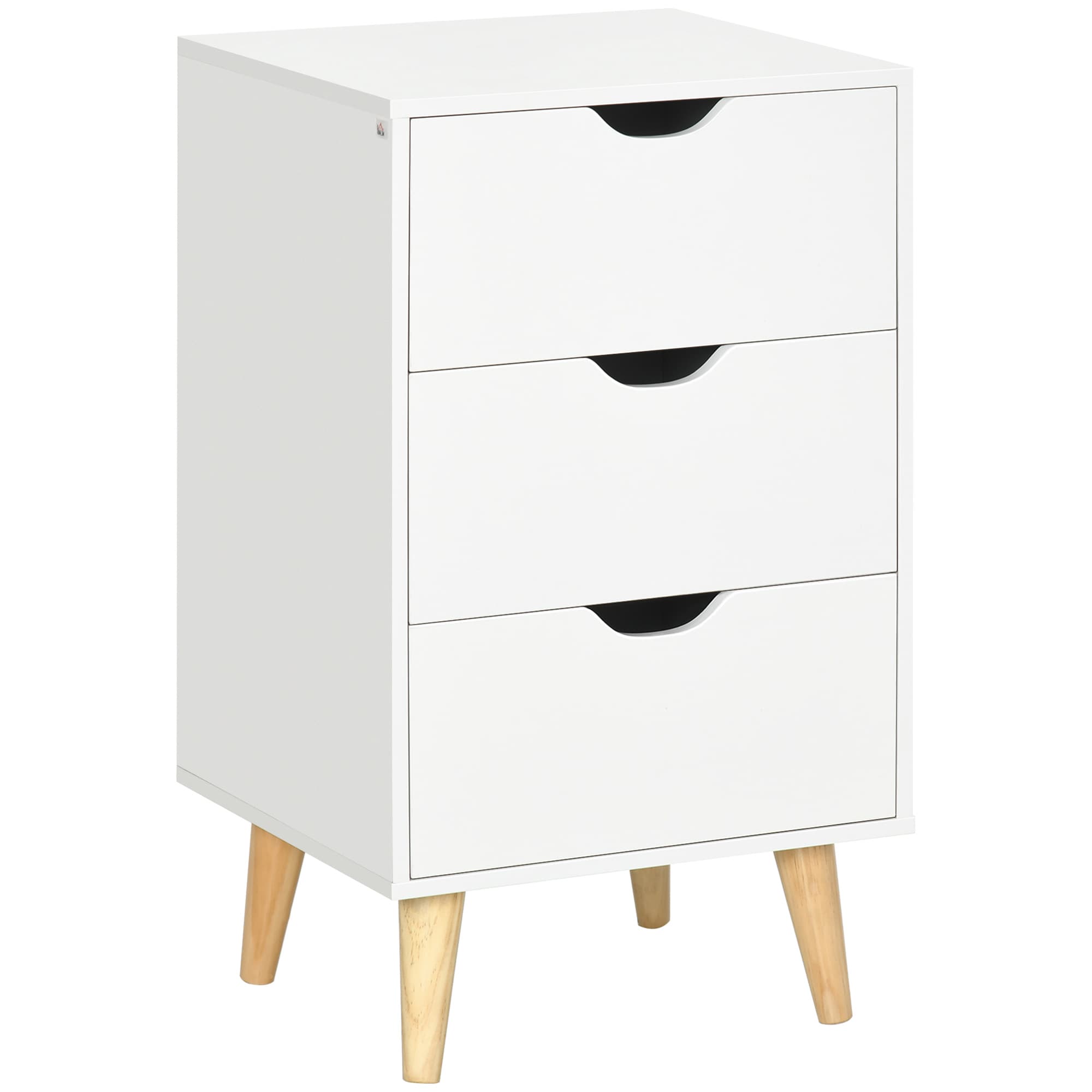 HOMCOM Commode 3 tiroirs meuble de rangement style scandinave pieds biseautés en bois - 40 x 35 x 68,5 cm - blanc