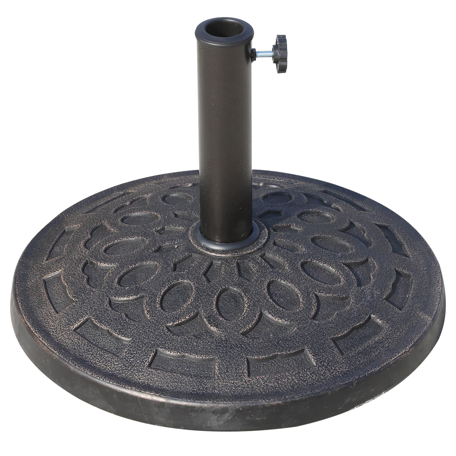 Outsunny Pied de Parasol Base de Lestage Ronde Résine Imitation Fonte Motif Rosace Dia. 49 cm Bronze Aosom France
