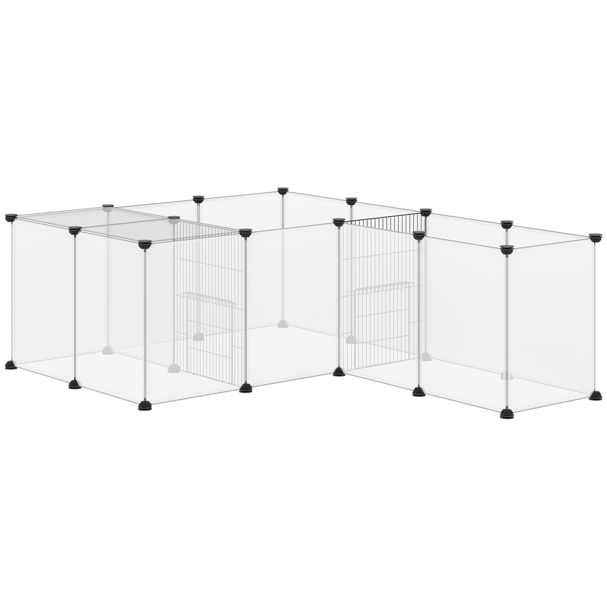 PawHut Lot de 2 enclos parc modulable pour petits animaux 40 panneaux pour lapin hamster chiot cochon 175 x 70 x 45 cm blanc