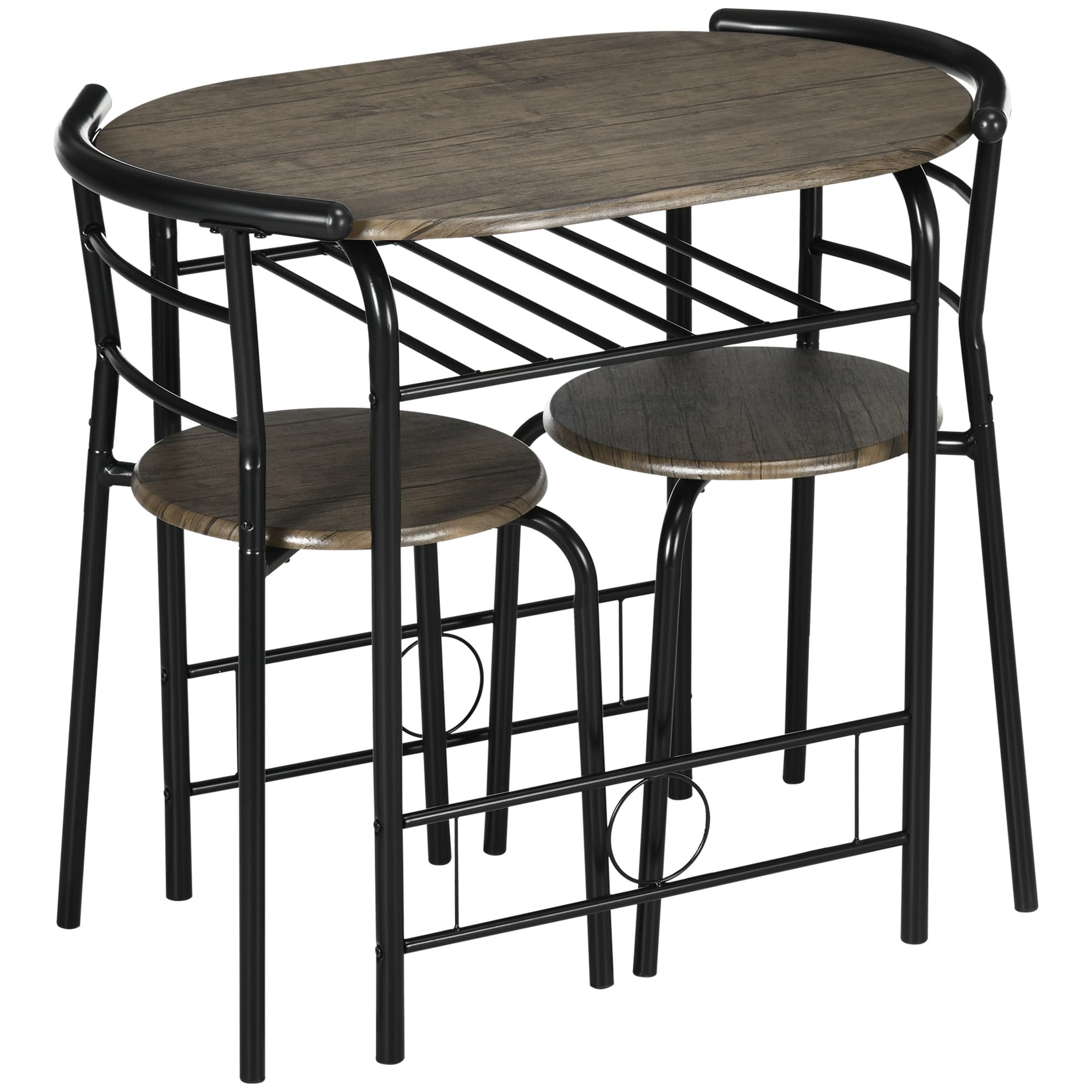 HOMCOM Ensemble bistrot 3 pièces, 1 table, 2 chaises, 80 cm x 53 cm x 74,5 cm, Noir