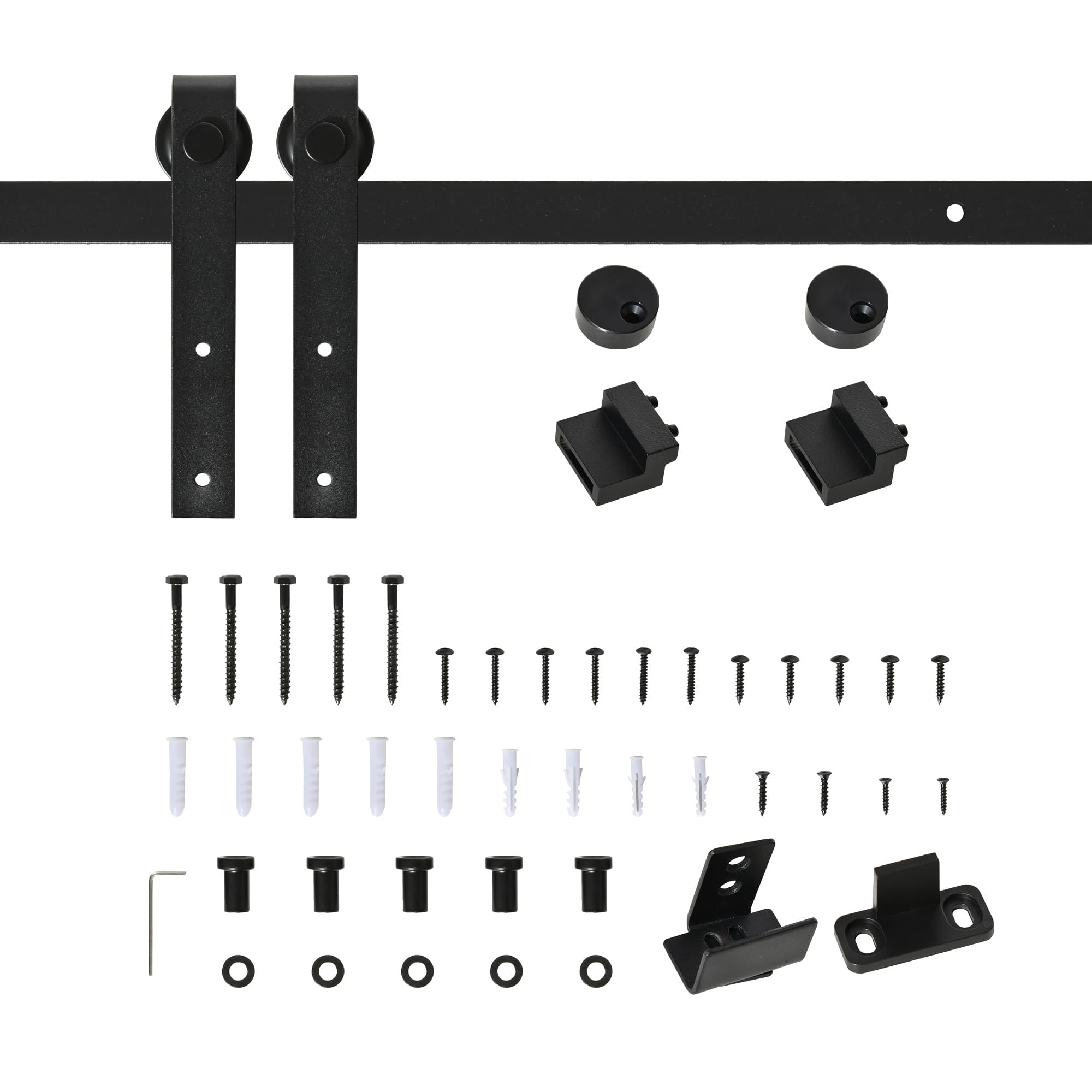 HOMCOM Système de Porte Coulissante Rail de Porte Coulissante Simple Quincaillerie pour Porte Coulissante en Bois Accessoire en Acier au Carbone Noir 183 x 0,6 x 18 cm