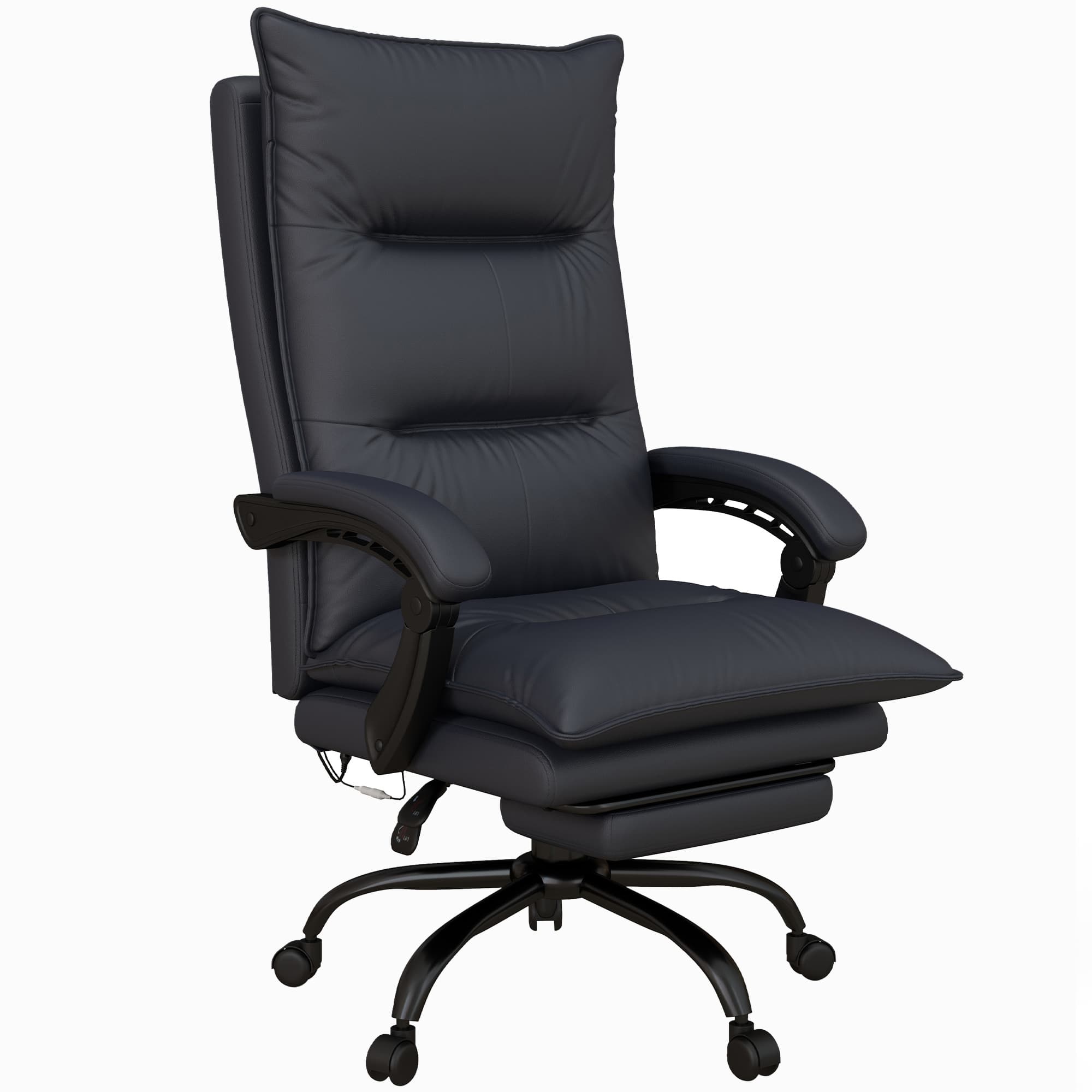 Vinsetto Chaise de Bureau avec Fonction Massage & Chauffage, Repose-pieds, jusqu'à 120 kg, Gris foncé