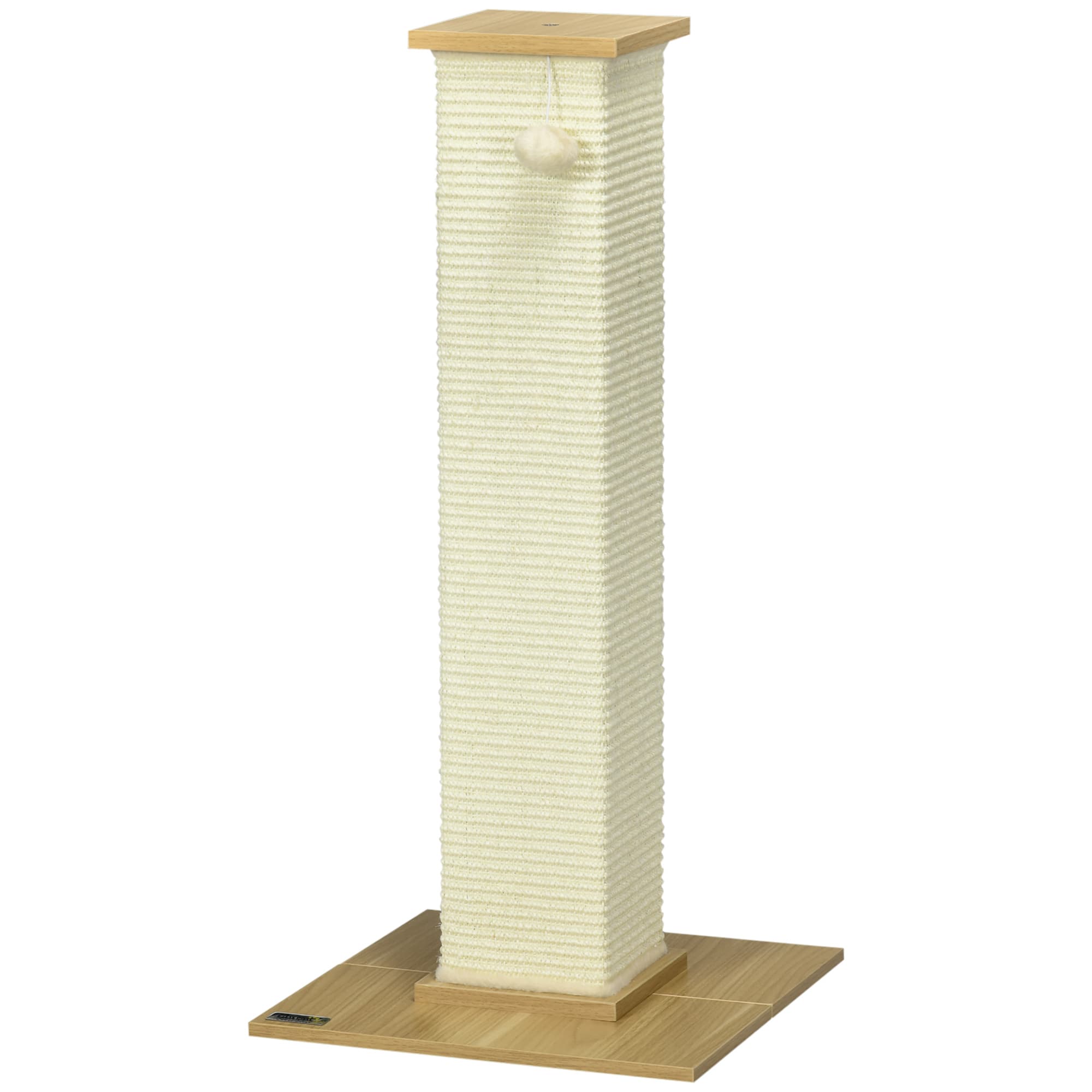 PawHut Arbre à gratter avec Jouet, 38 cm x 38 cm x 80 cm, Beige + Nature