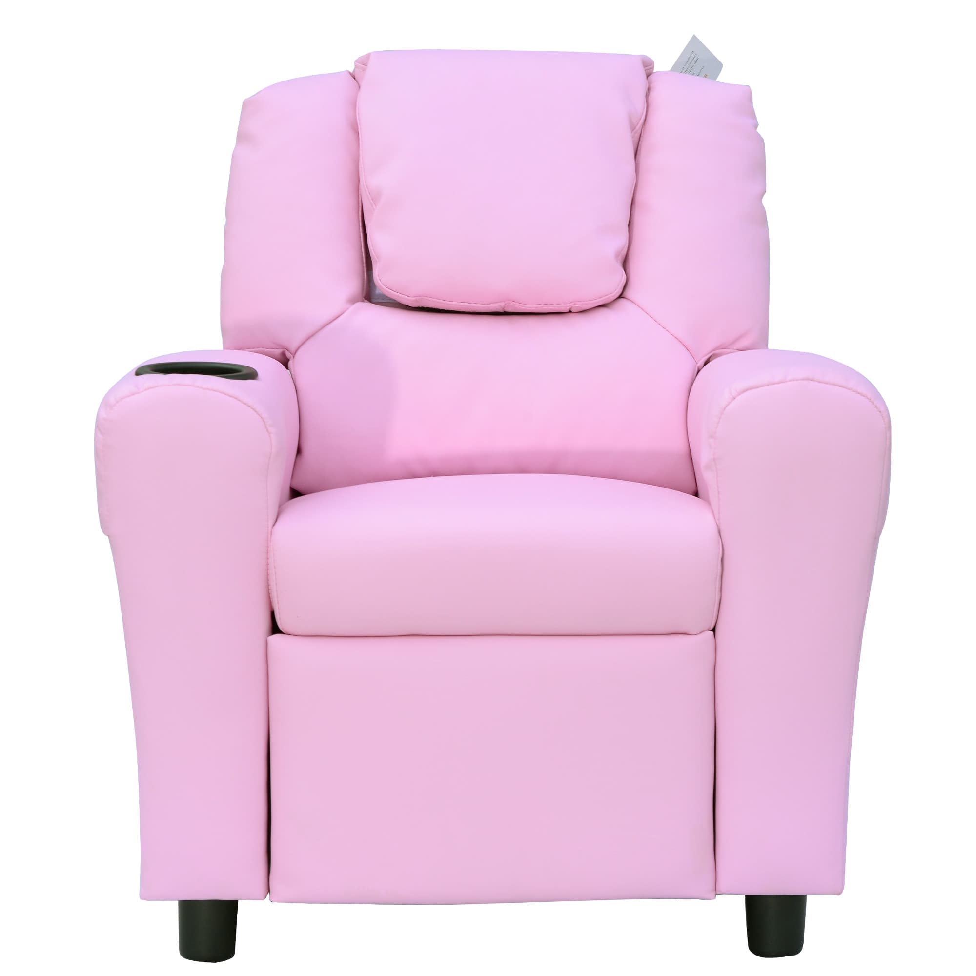 HOMCOM Fauteuil pour Enfants, Mini Fauteuil, Canapé pour Enfants de 3-6 Ans, Fonction de Couchage, Porte-Gobelet Intégré, Rose, 62 x 56 x 69 cm