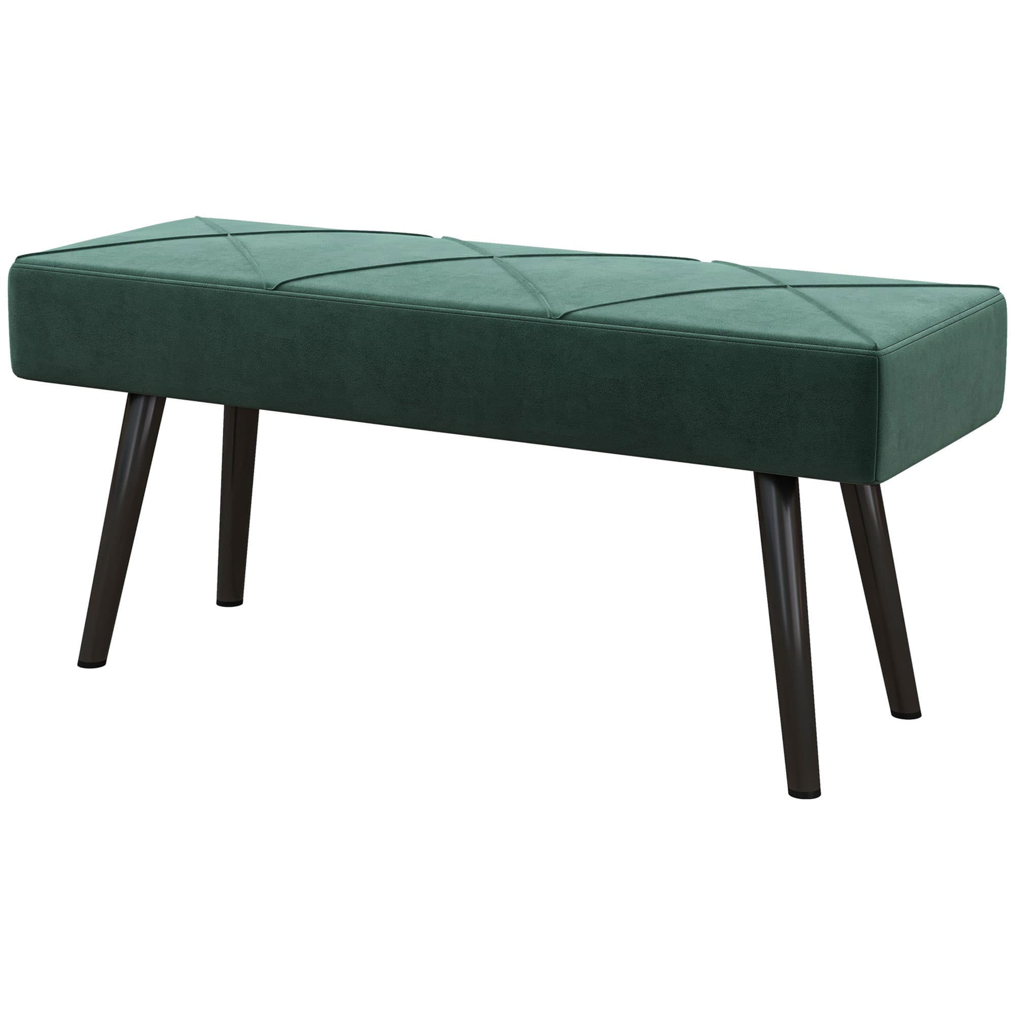 HOMCOM Banc Rembourré Sitzbank, Bettbank en Velours, 100 x 36 x 45 cm, Vert