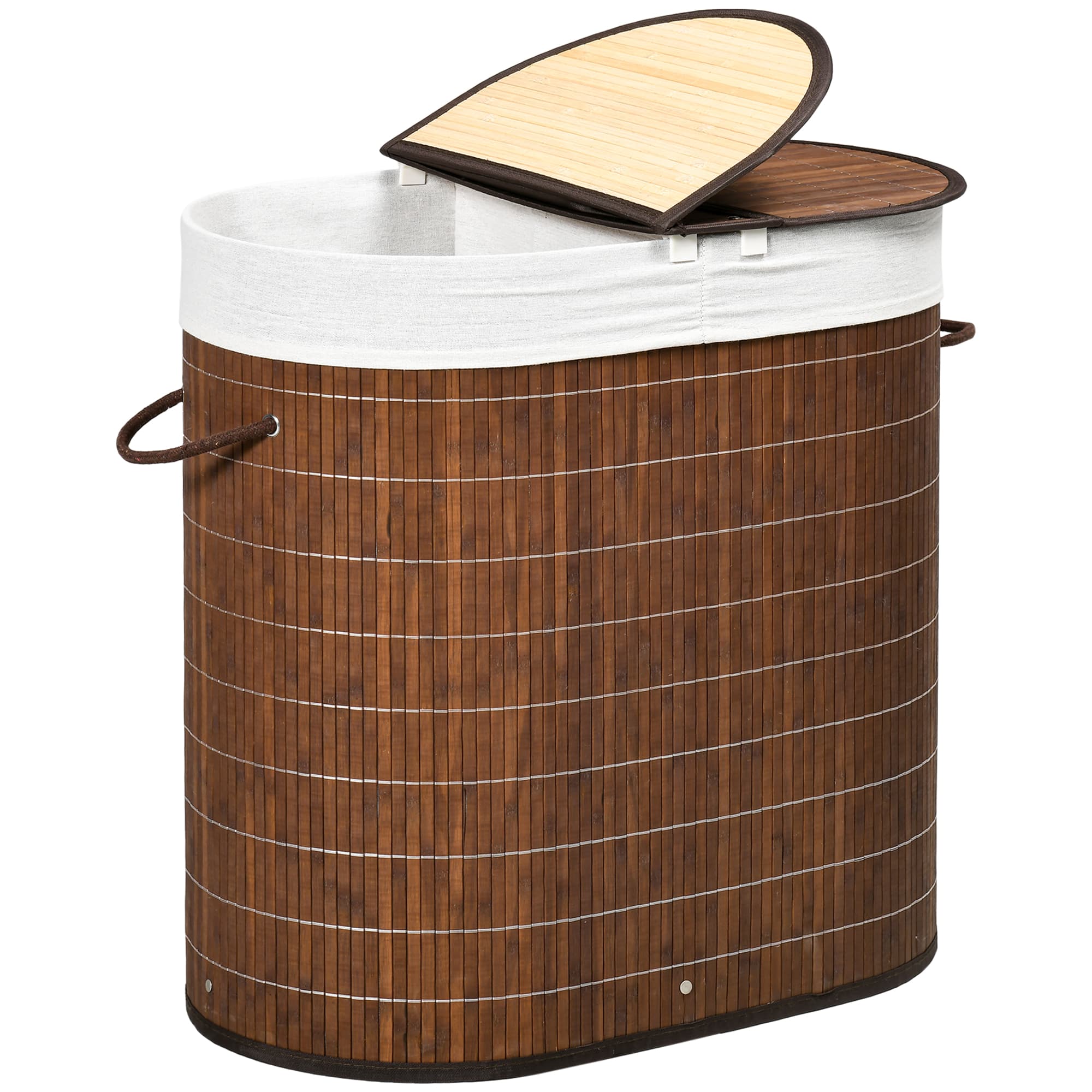 HOMCOM Panier à Linge 100L avec Sac Amovible, Couvercle, 38 cm x 38 cm x 57 cm, Brun