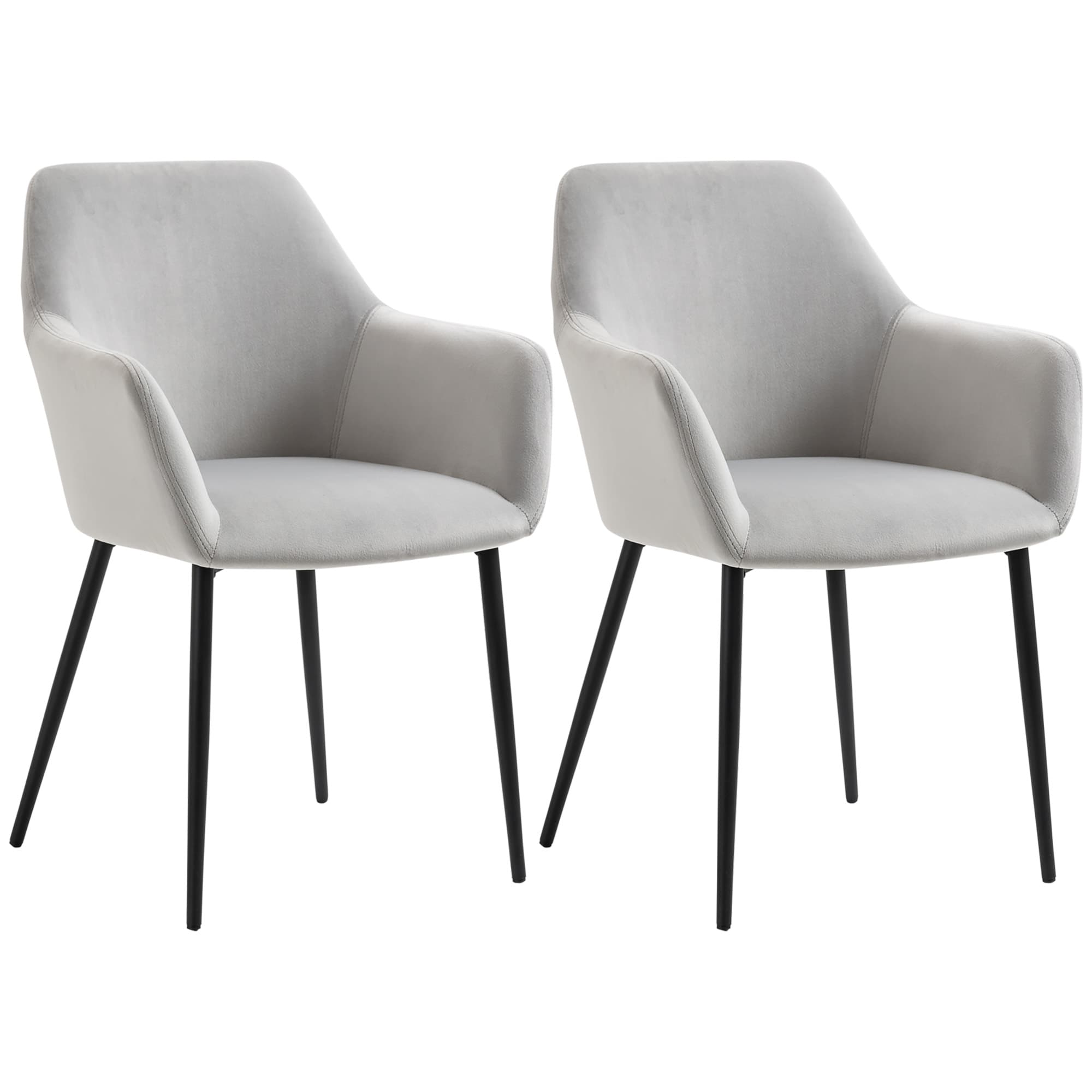 HOMCOM Ensemble de chaises de salle à manger confortable, 54x57x80 cm, Gris clair