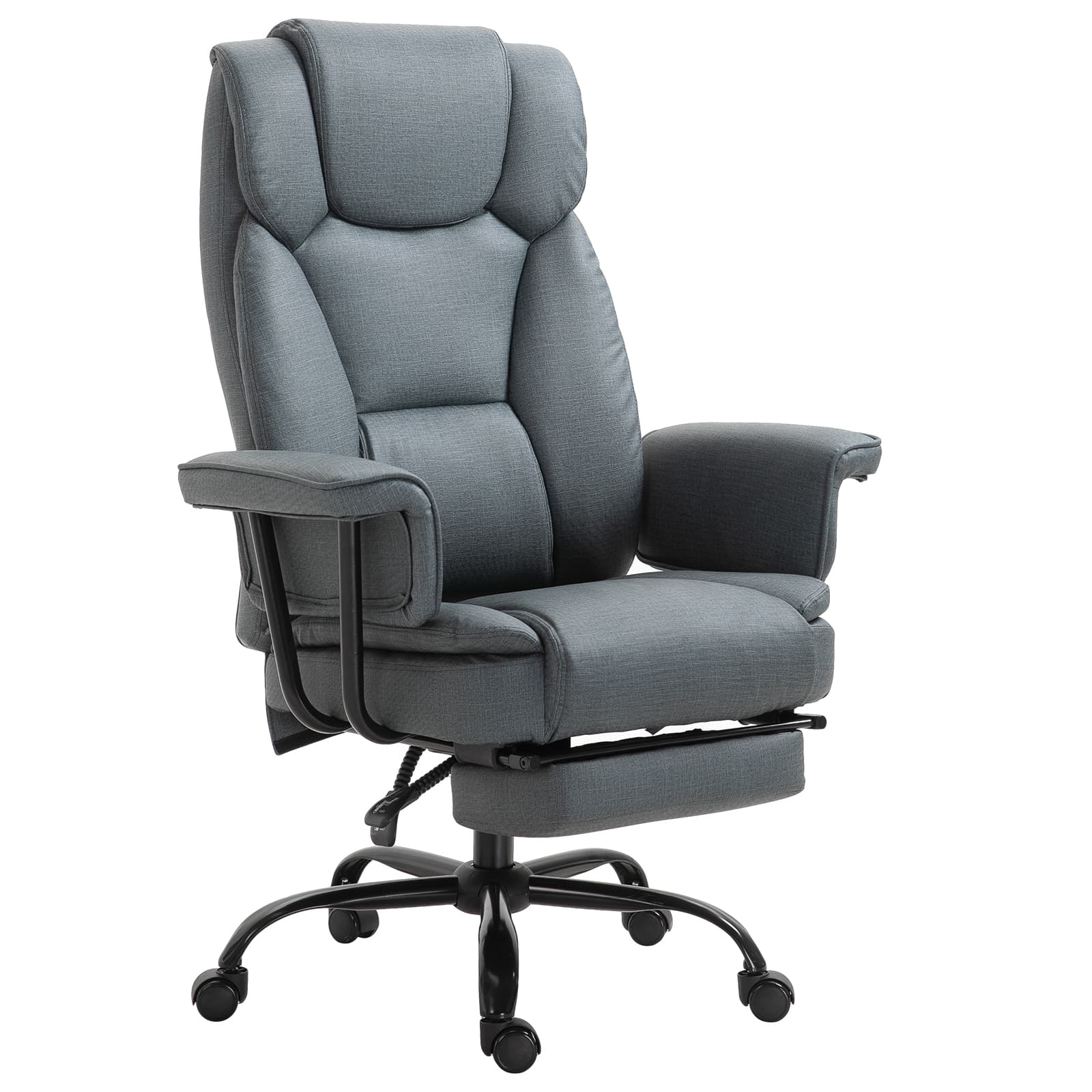 Vinsetto Chaise de Bureau Fauteuil de Direction 360° Pivotant Réglable en Hauteur avec Appui-tête, Repose-Pieds Cuir Synthétique 68x80x120–126cm