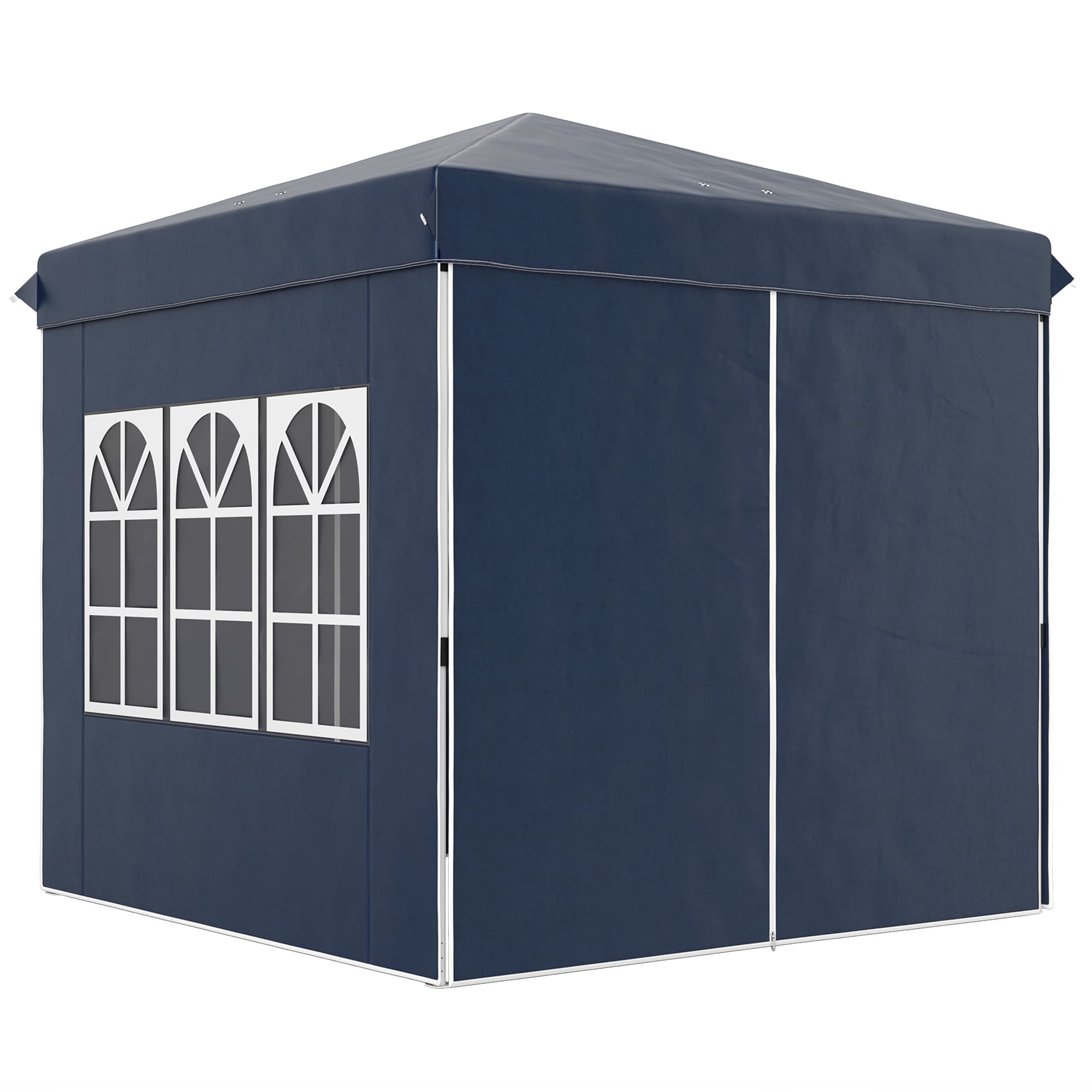 Outsunny 2,5 x 2,5 m Pavillon Pop-up avec parois latérales et sac de transport, Tente de jardin ajustable UPF50+, Bleu foncé