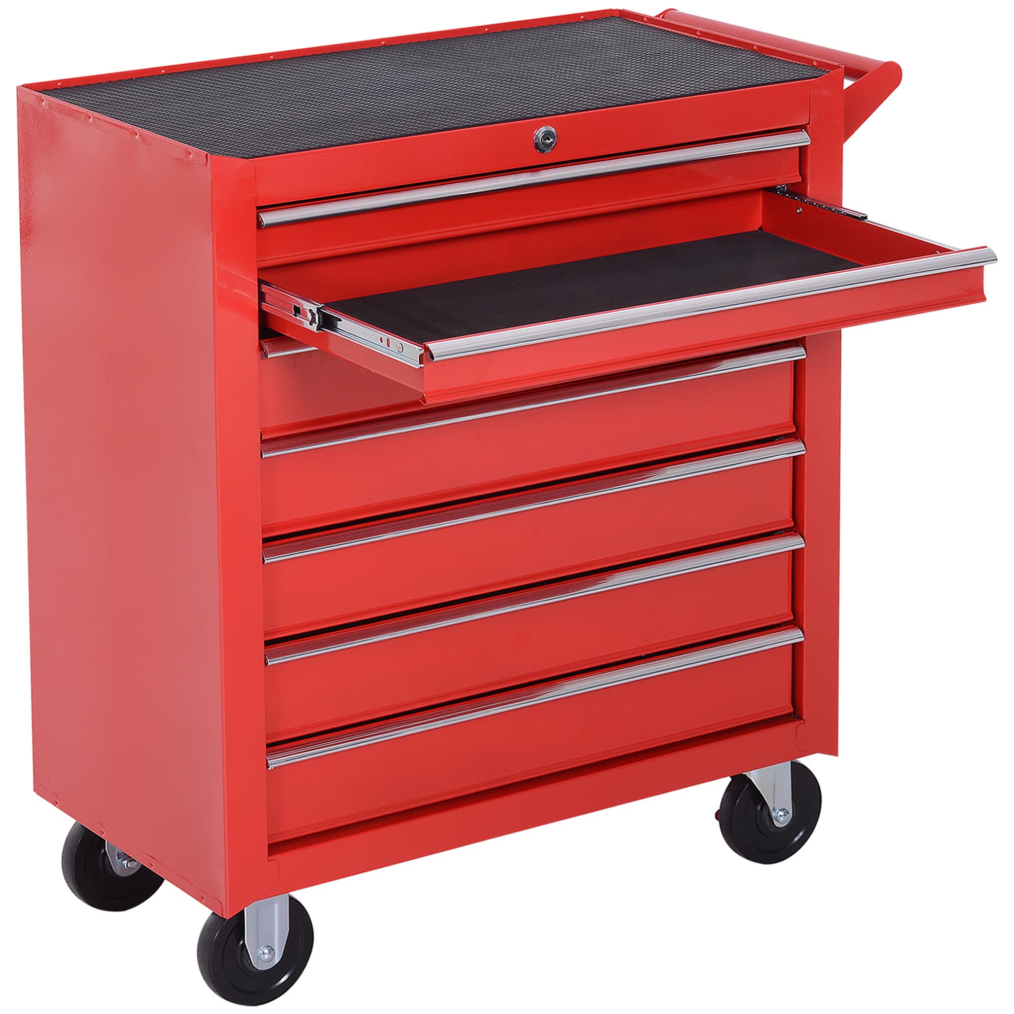 DURHAND Chariot à outils, 2 petits & 5 grands tiroirs, Acier, jusqu'à 150 kg, 69 x 33 x 75 cm, Rouge