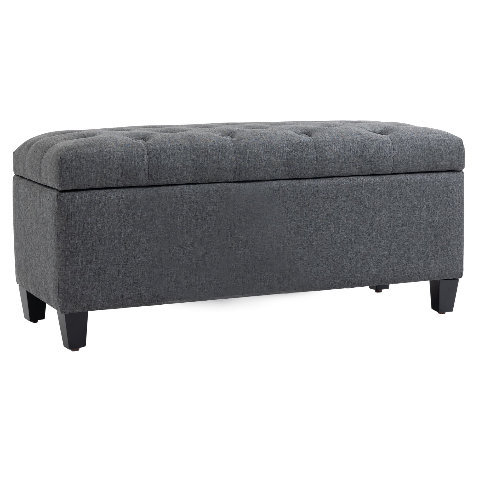 HOMCOM Banc de rangement pouf salon bout de lit coffre de rangement pour salon, chambre, entrée, 100 x 40 x 44 cm, gris foncé