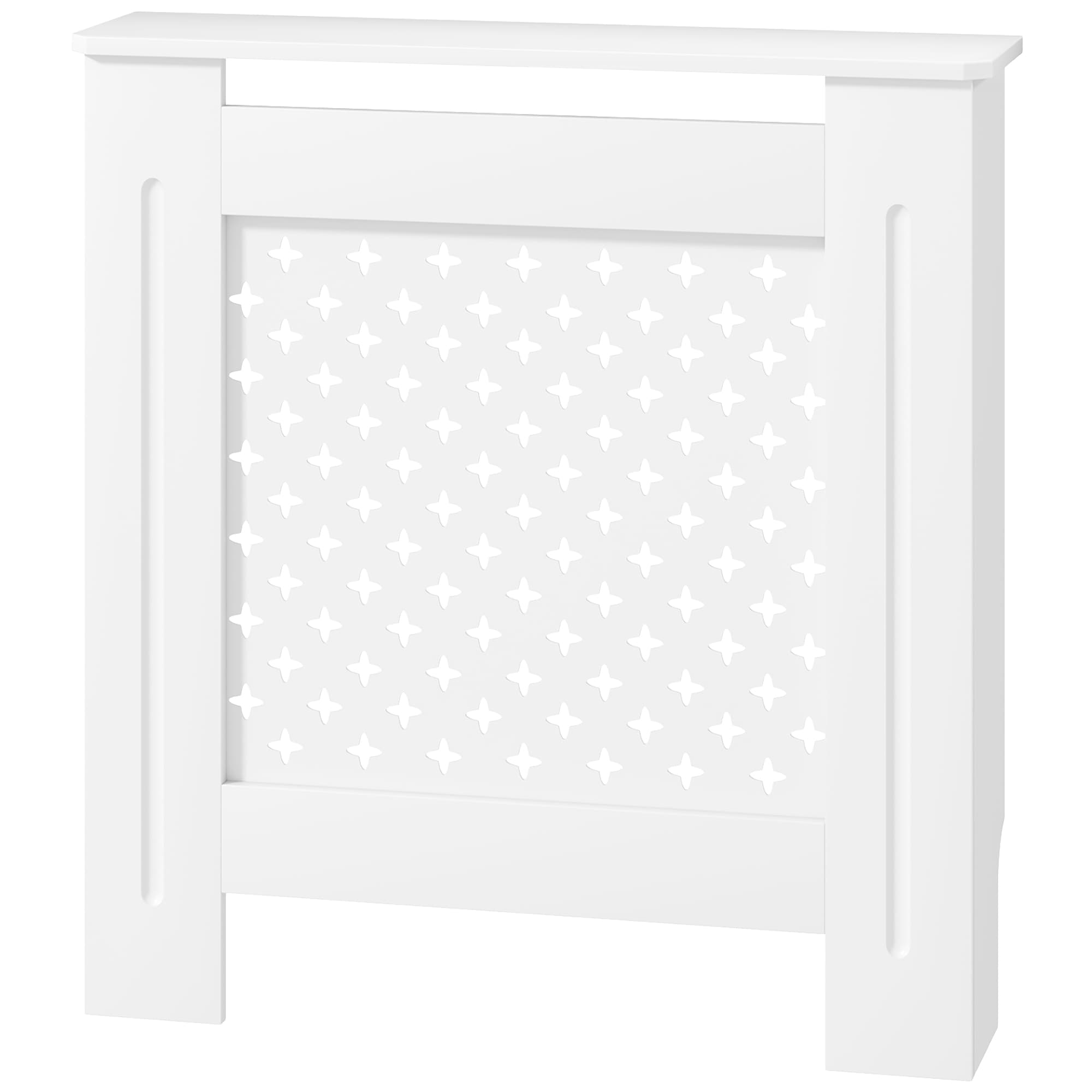 HOMCOM Couvercle de radiateur cache radiateur grille croisée pour salon chambre à coucher en bois 78l x 19P x 82H cm blanc