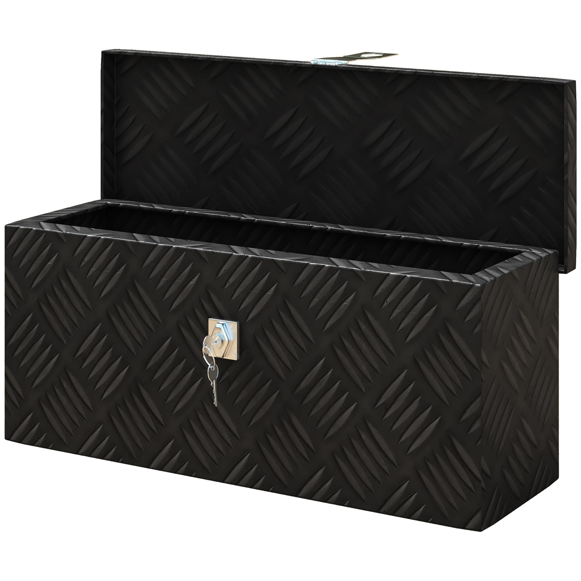 HOMCOM Boîte de rangement - boîte à outils en aluminium - alu. verrouillage clé - dim. 50L x 15,5l x 20,5H cm