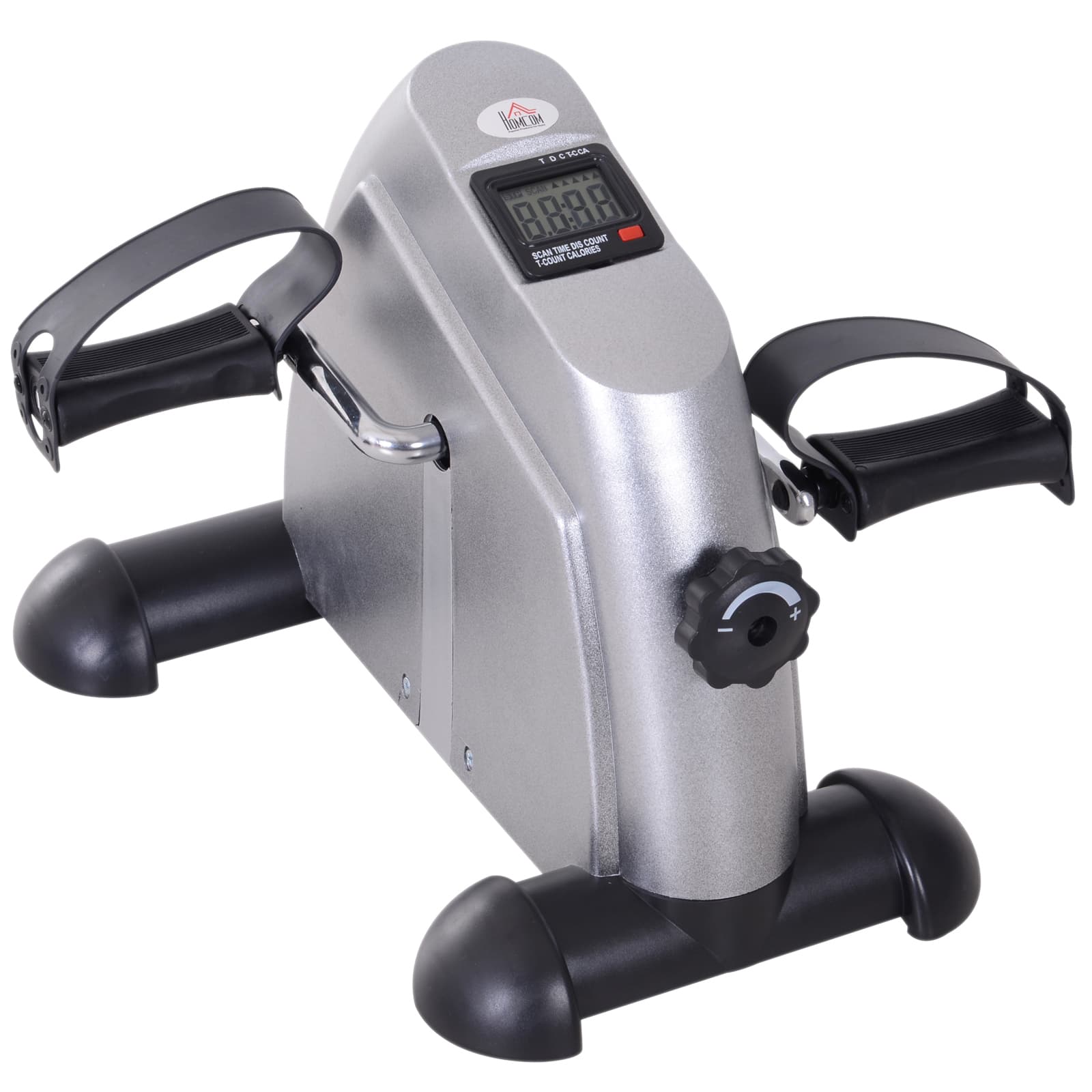 Homcom Mini Vélo d’Appartement pour Jambes Bras Appareil de Fitness Résistance Réglable Compteur Élecrique avec Écran LCD Argenté