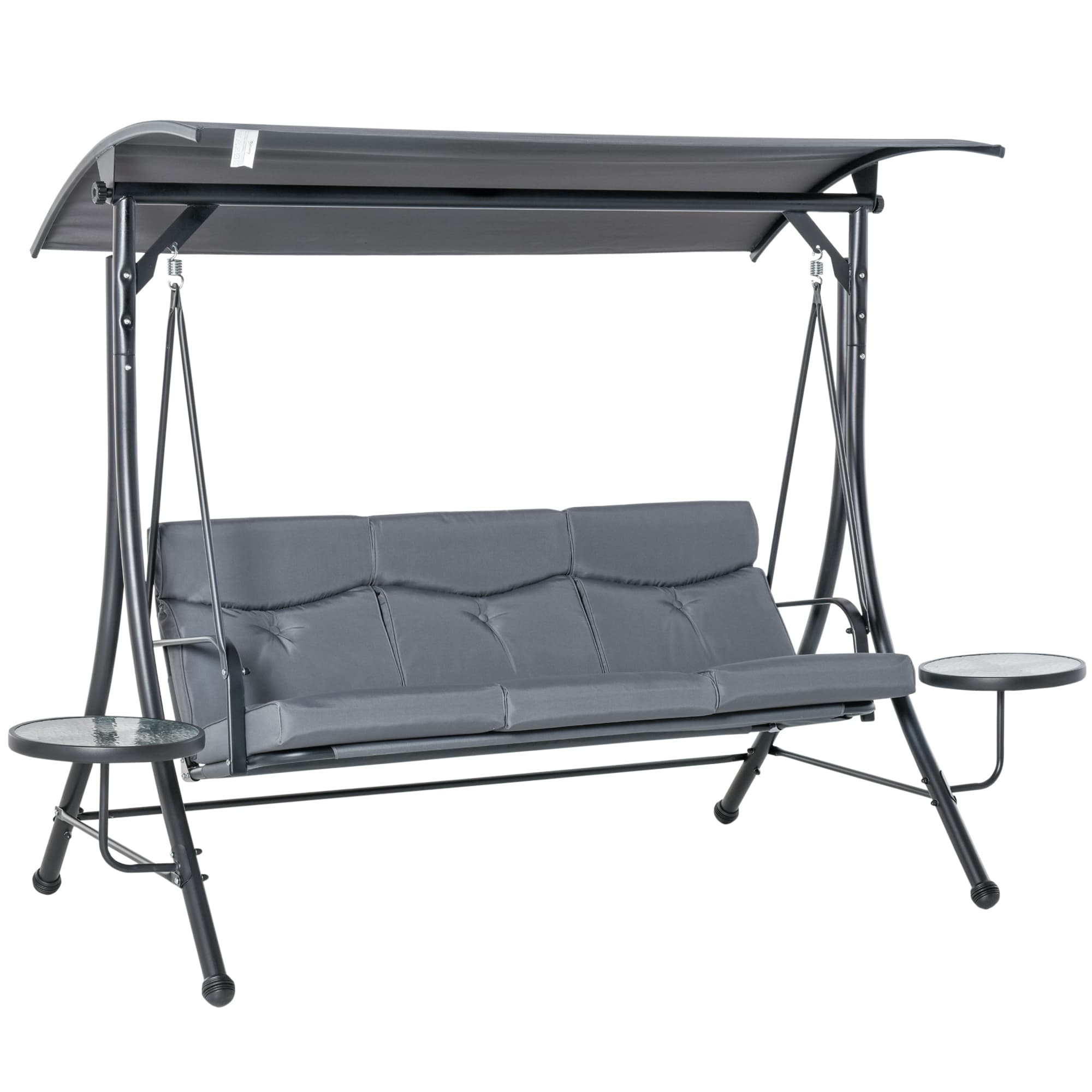 Outsunny Balancelle de Jardin 3 Places avec Toit Inclinaison réglable Design contemporain dim. 271L x 125l x 177H cm gris