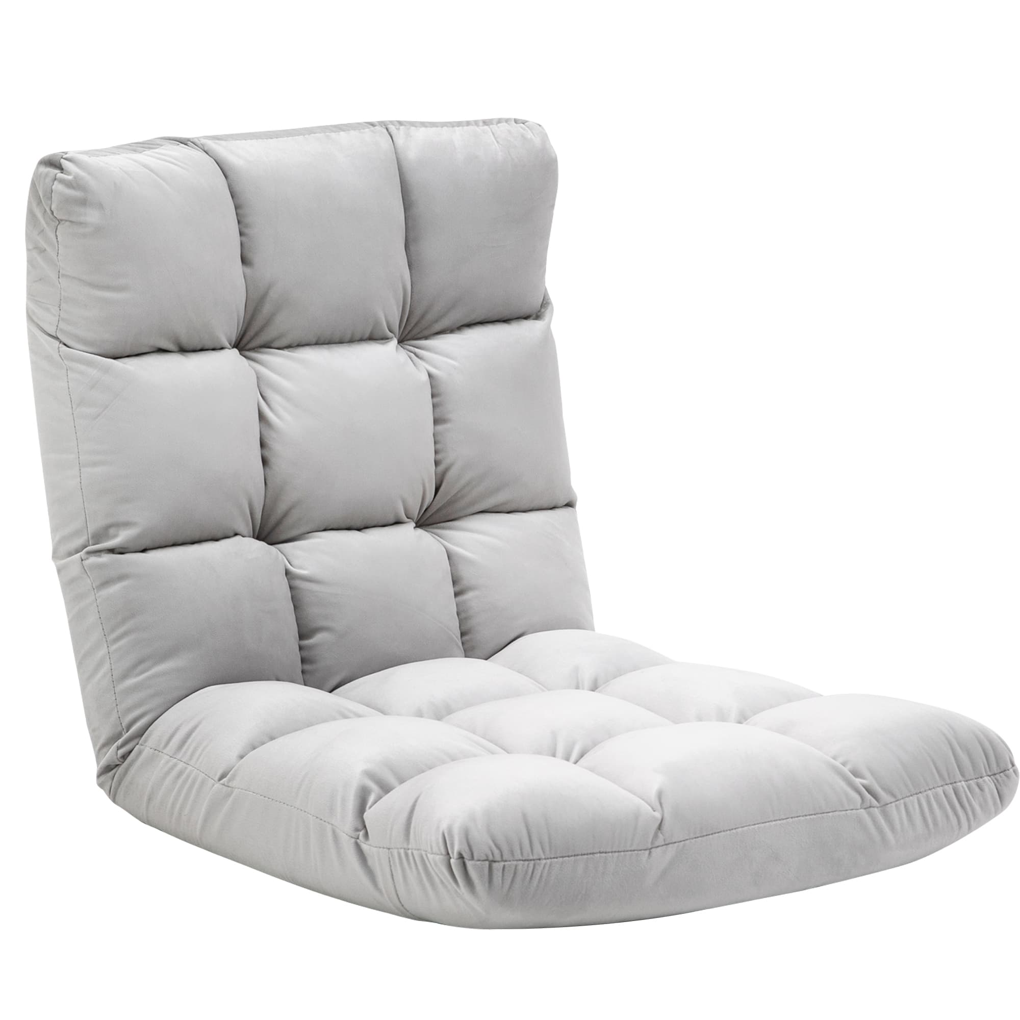 HOMCOM Fauteuil Convertible Fauteuil Paresseux Grand Confort Inclinaison Dossier Multipositions 90°-180° Flanelle Polyester capitonné Gris Clair