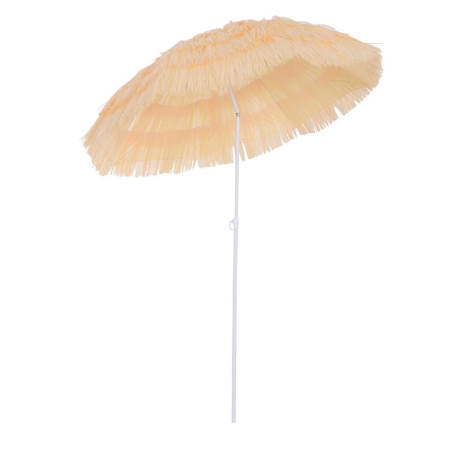 Outsunny Parasol Rond Raphia Artificiel Beige Inclinable Ø160cm pour Jardin et Plage Aosom France