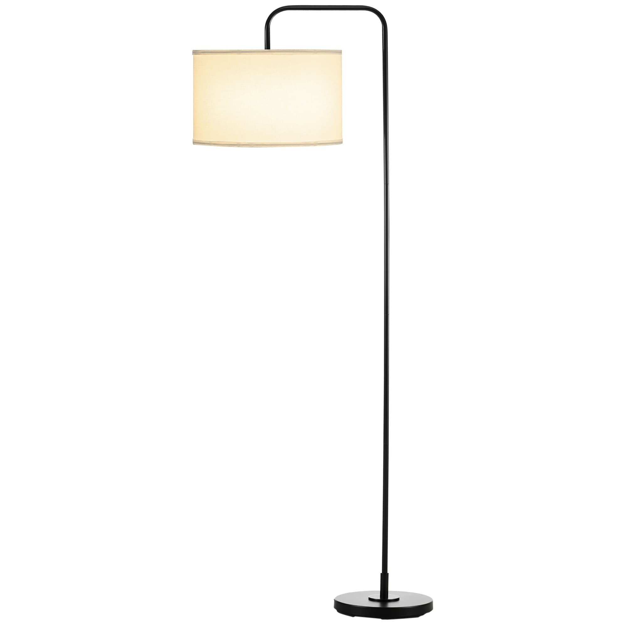 HOMCOM Lampadaire sur pied salon en métal noir moderne avec abat-jour câble de 180 cm 64 x 38 x 163,5 cm noir