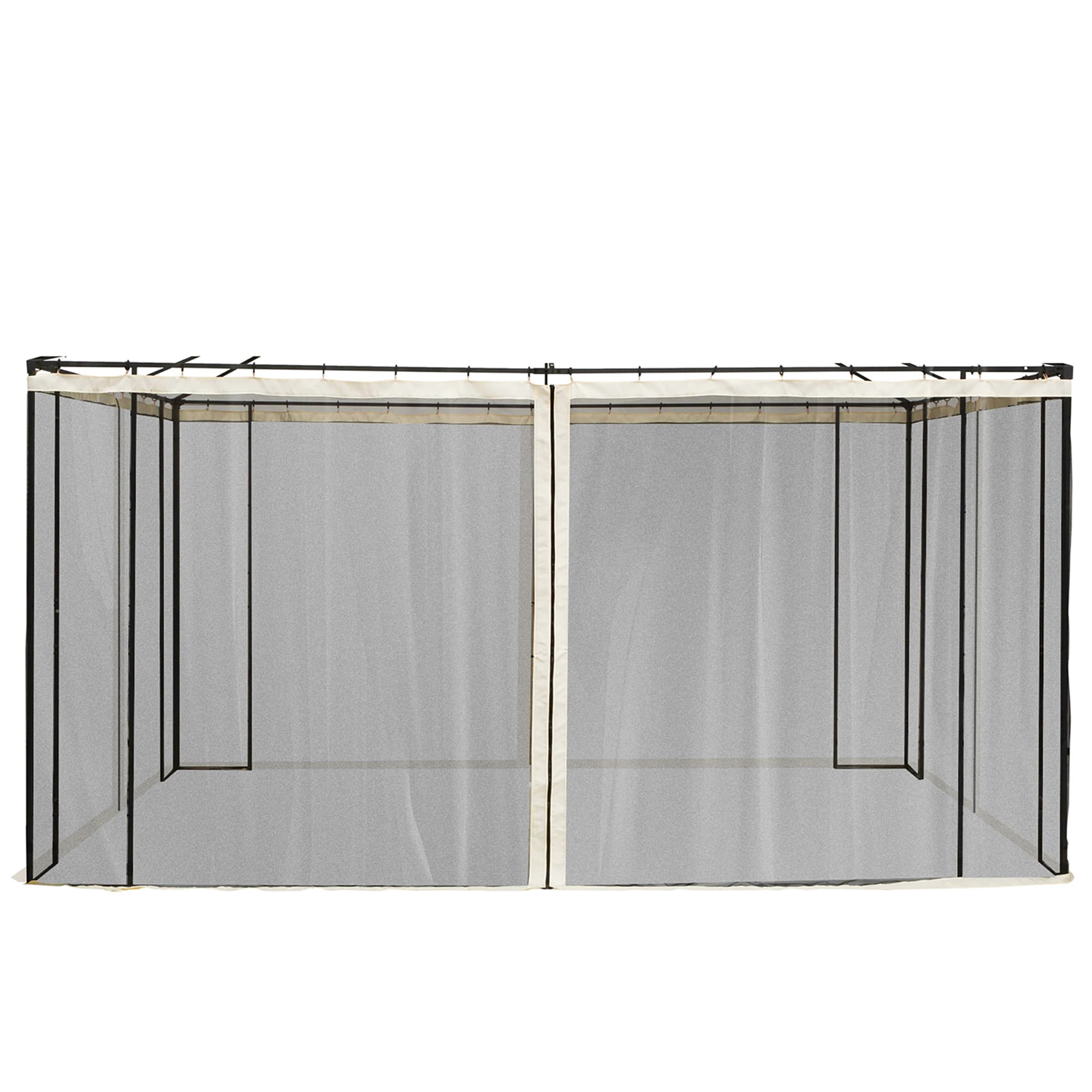 Outsunny Moustiquaire pour pavillon 3 x 4 m 4 paroirs latérales avec zips tissu polyester maille nylon noir et crème